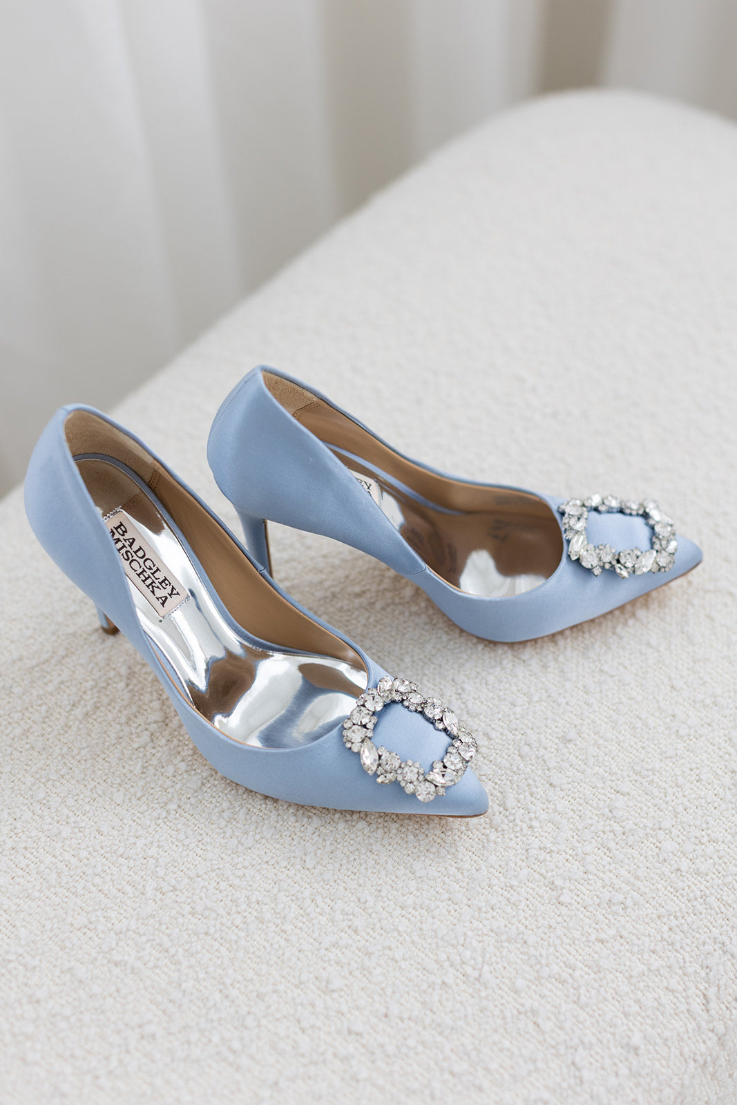 Buy Cher - Crystal Buckle High Heel Stiletto Pump - Azure Blue online | The White Collection Australia