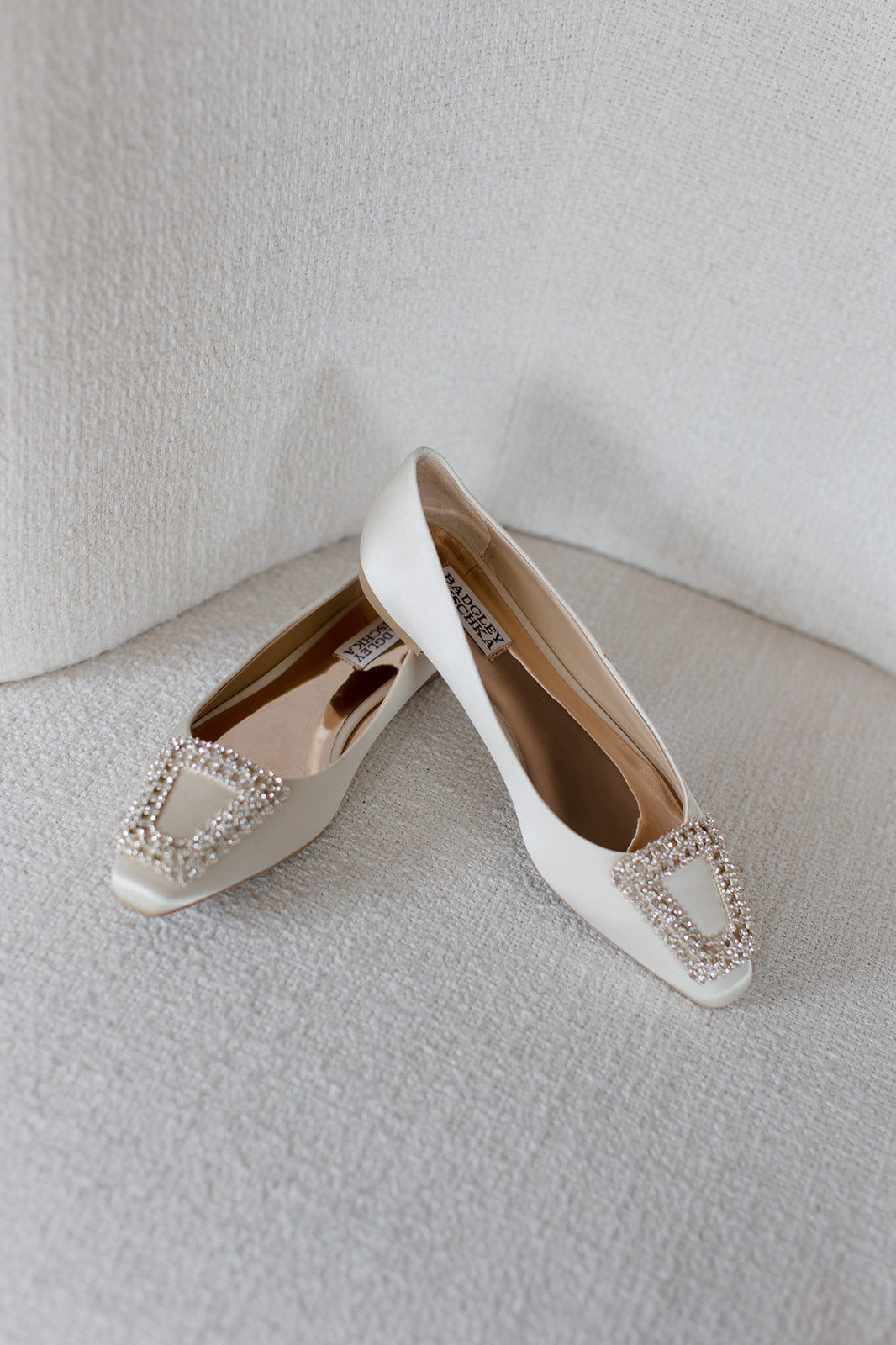 Buy Emerie - Crystal Buckle Flats - Ivory online | The White Collection Australia