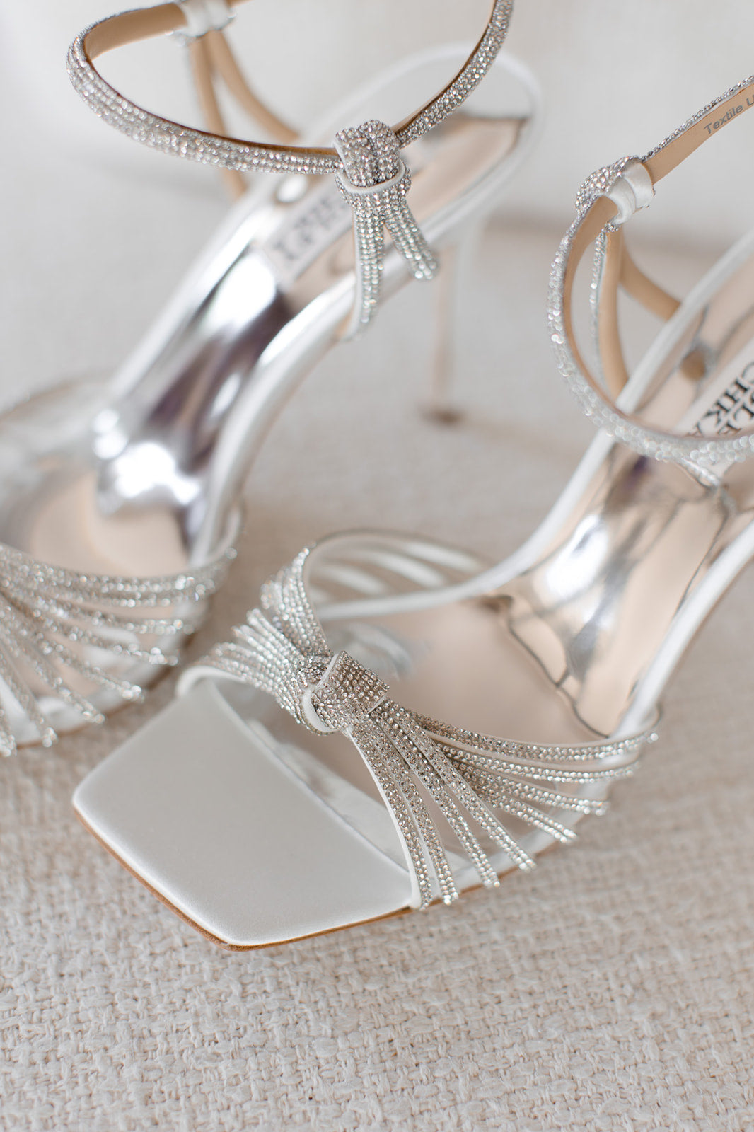 Buy Estella - Strappy Crystal Square Toe Stiletto Heels - Soft White online | The White Collection Australia