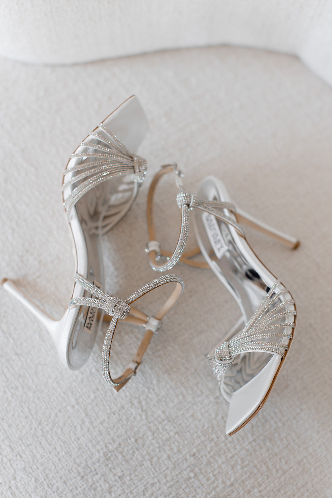 Buy Estella - Strappy Crystal Square Toe Stiletto Heels - Soft White online | The White Collection Australia