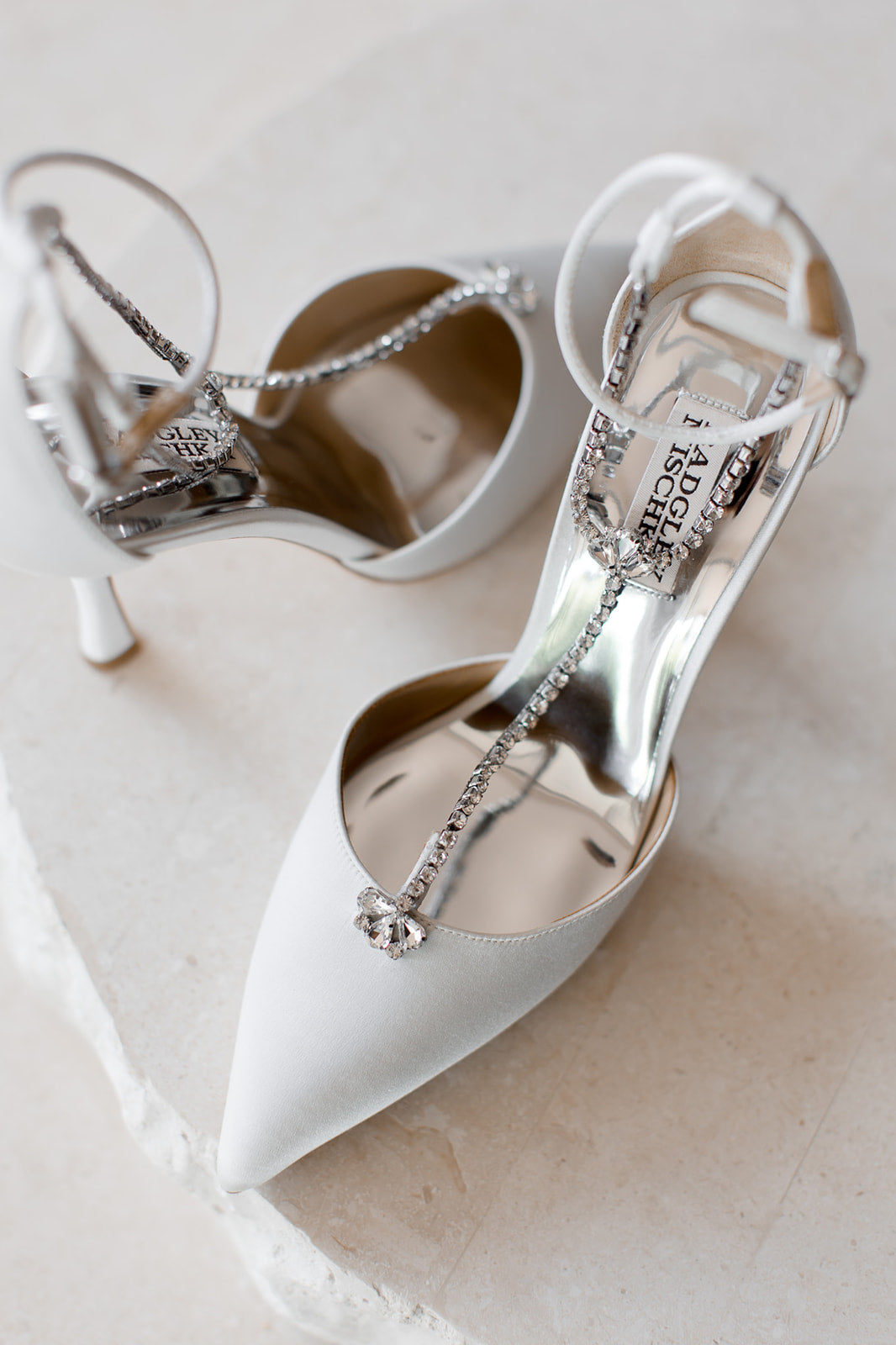Buy Zayna - Crystal-Embellished T-Strap Stiletto Bridal Heels - Soft White online | The White Collection Australia