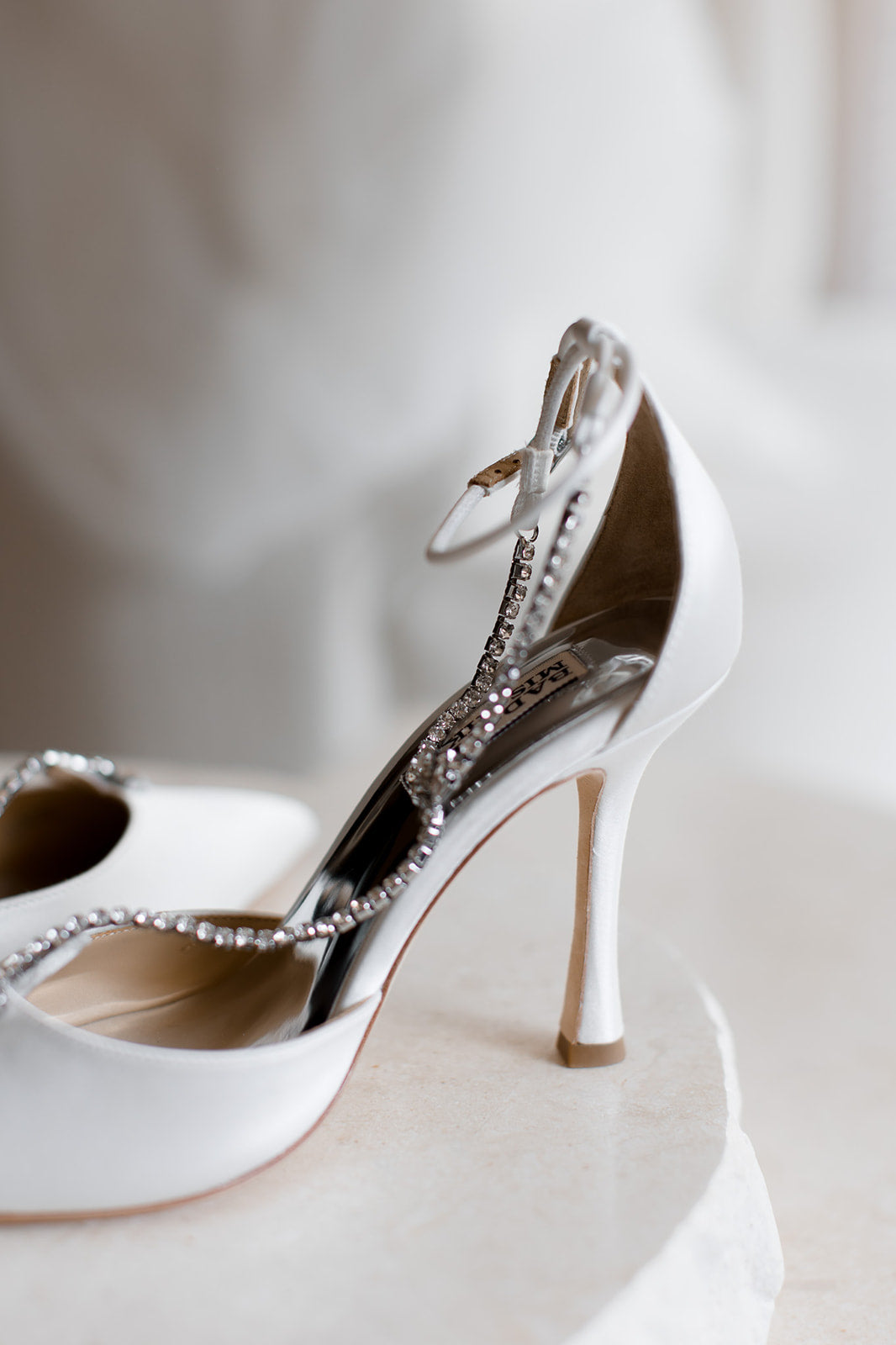 Buy Zayna - Crystal-Embellished T-Strap Stiletto Bridal Heels - Soft White online | The White Collection Australia
