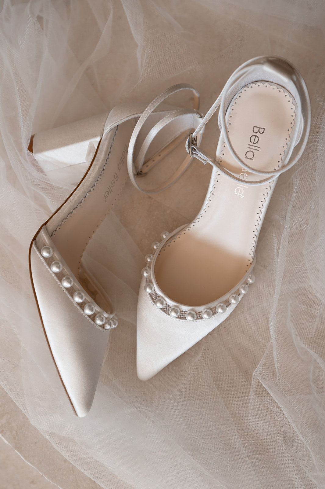 Emery ivory pearl double ankle strap bridal block heels, Bella Belle, The White Collection Australia