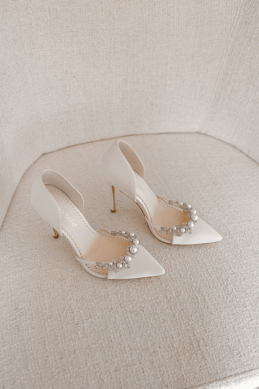 Lilian - Ivory Silk Crystal Pearl Pointed Bridal Heel