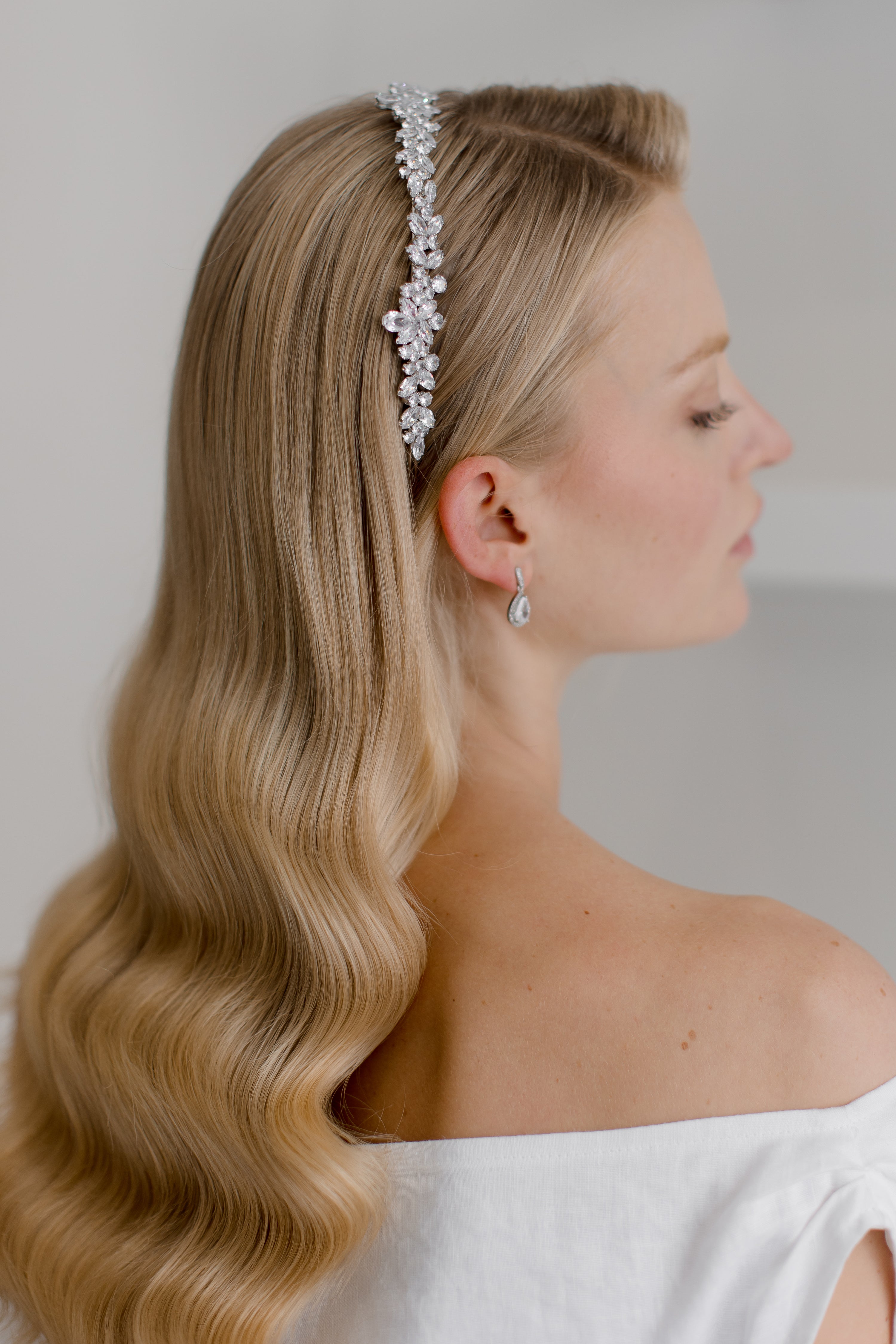 Saphira elegant sparkling crystal bridal headband crown, The White Collection Australia