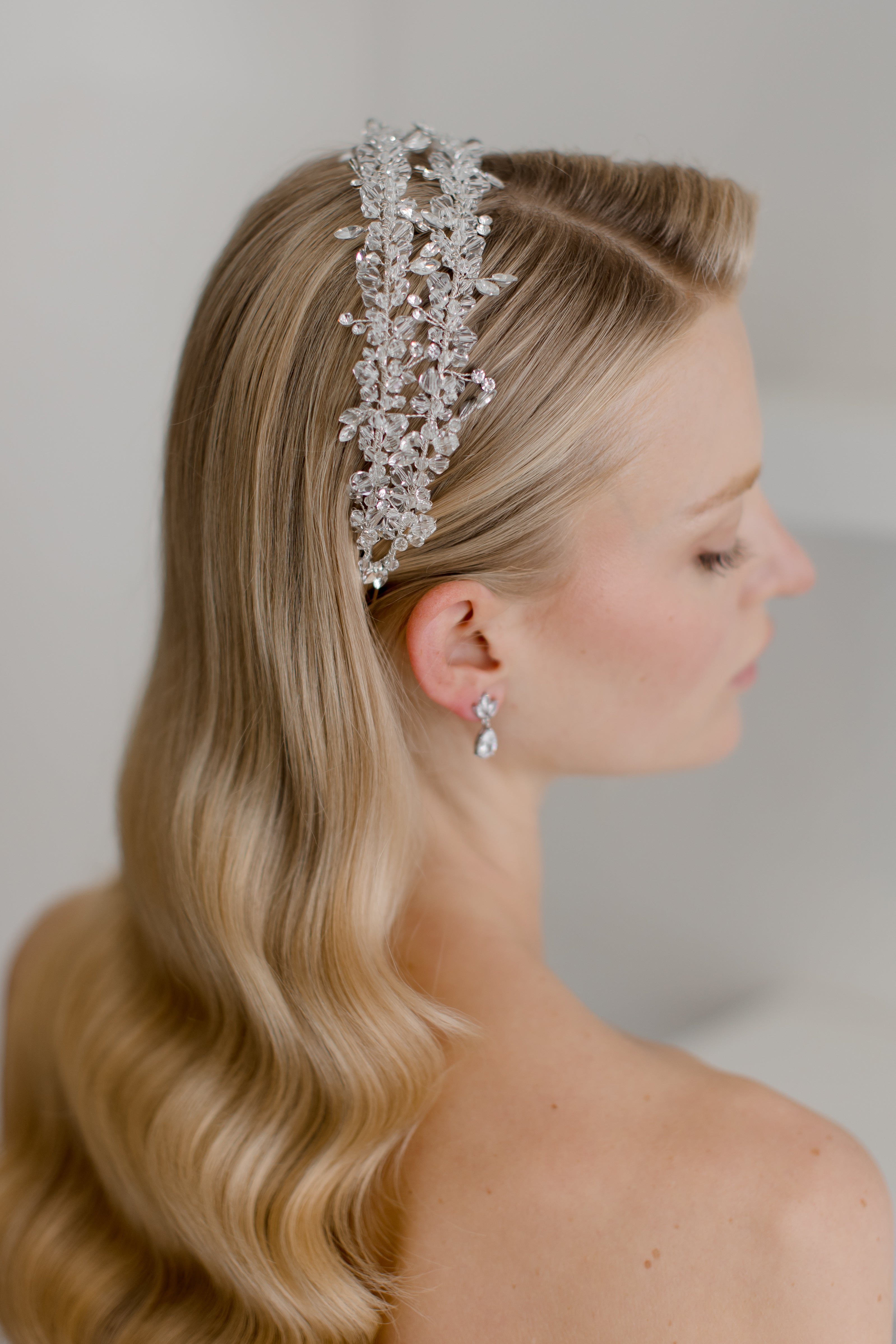 Buy Celina - Twin Band Classical Crystal Headband online | The White Collection Australia