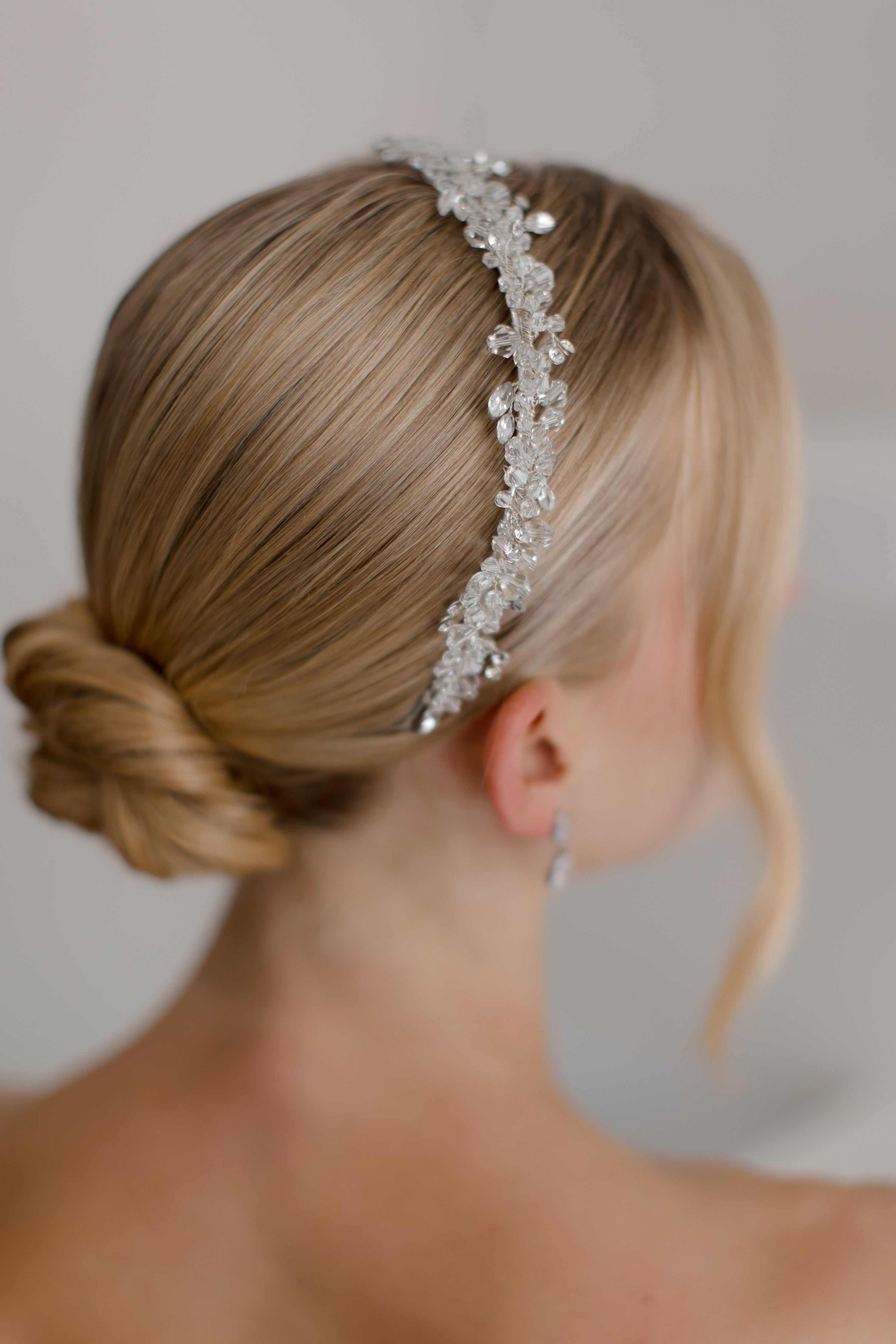Celina single band classical crystal bridal headband, The White Collection Australia