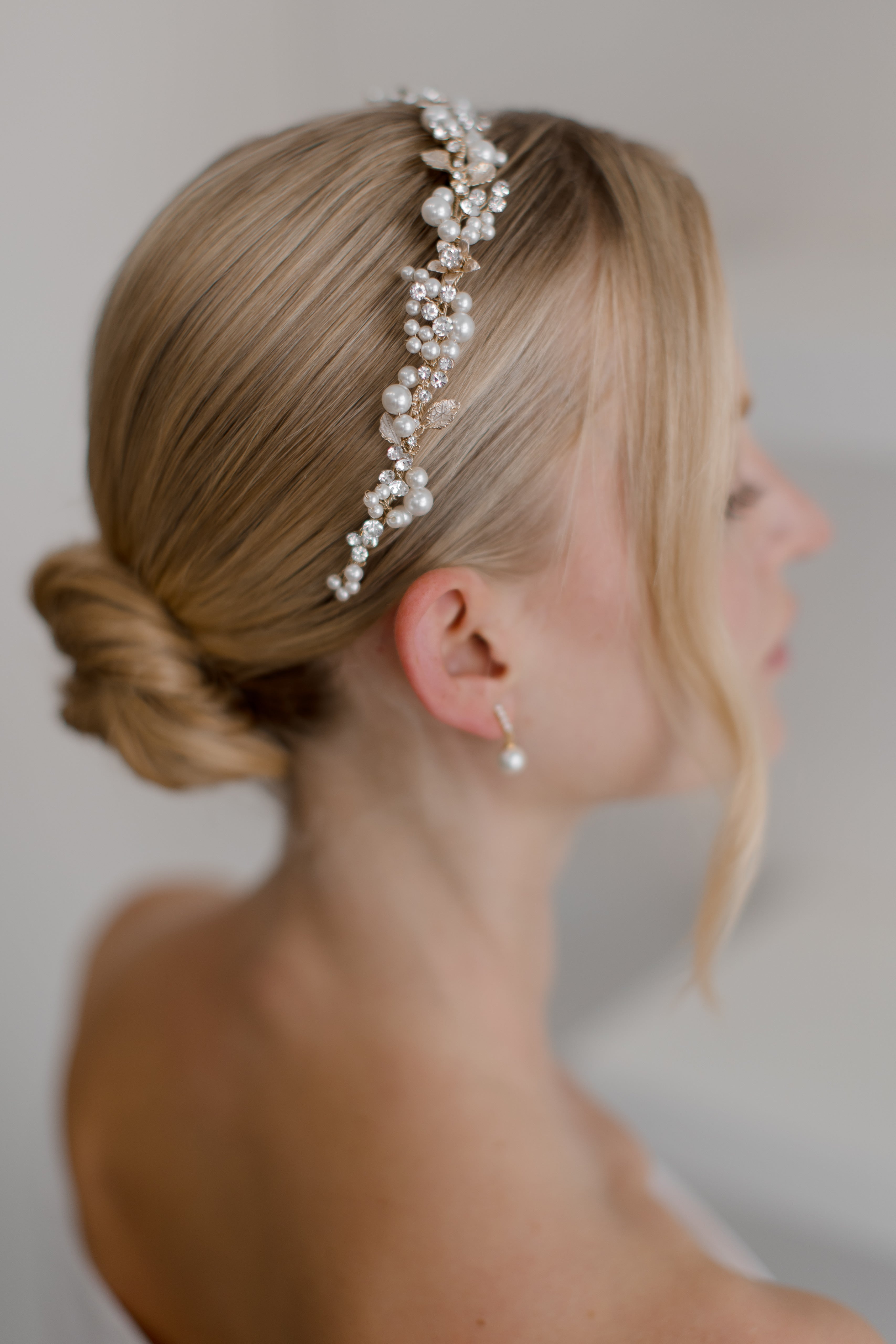 Buy Amelia - Pearl Crystal Delicate Floral Bridal Headband online | The White Collection Australia
