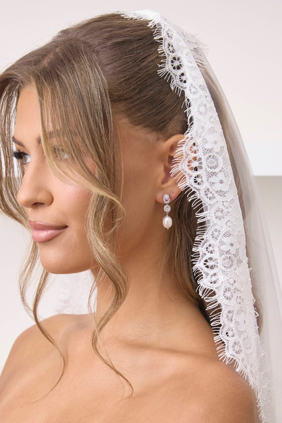 Buy Poppy - Double Crystal and Pearl Drop Bridal Earrings Silver online | The White Collection Australia