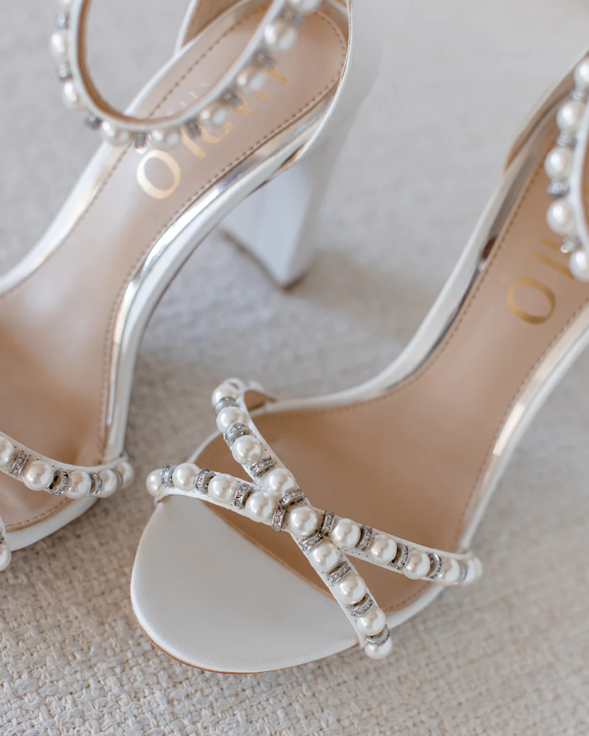 Alexandra - White Pearl Bridal Block Heel