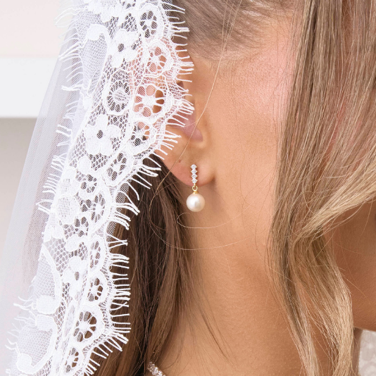 Buy Cynthia - Simple Classic Pearl Drop Bridal Earrings online | The White Collection Australia