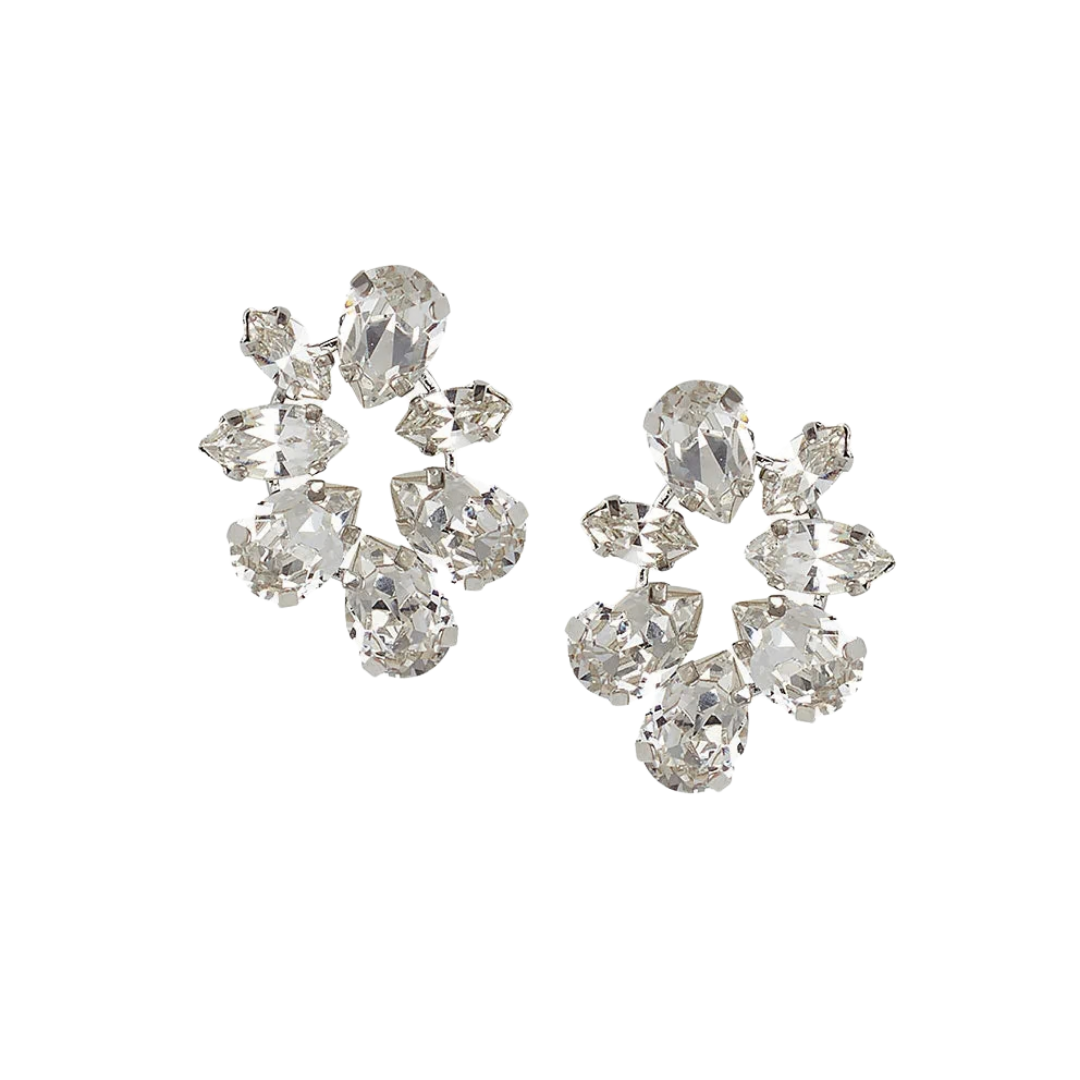 Elizabeth Bower - Lux Crystal Bridal Earrings - Rhodium Silver