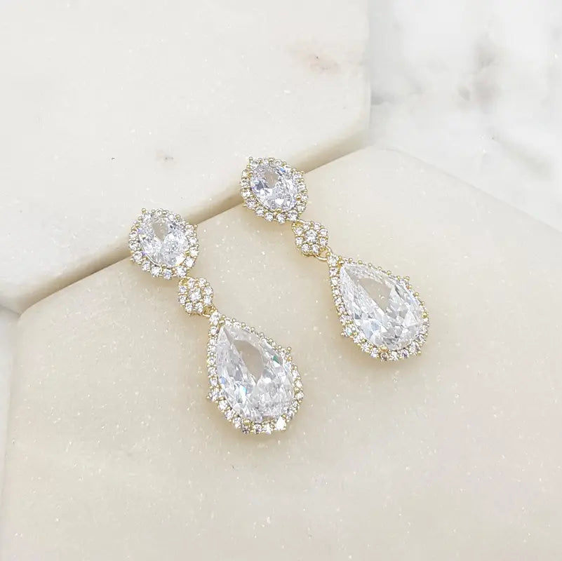 Buy Aria - Art Deco Crystal Bridal Drop Earrings online | The White Collection Australia