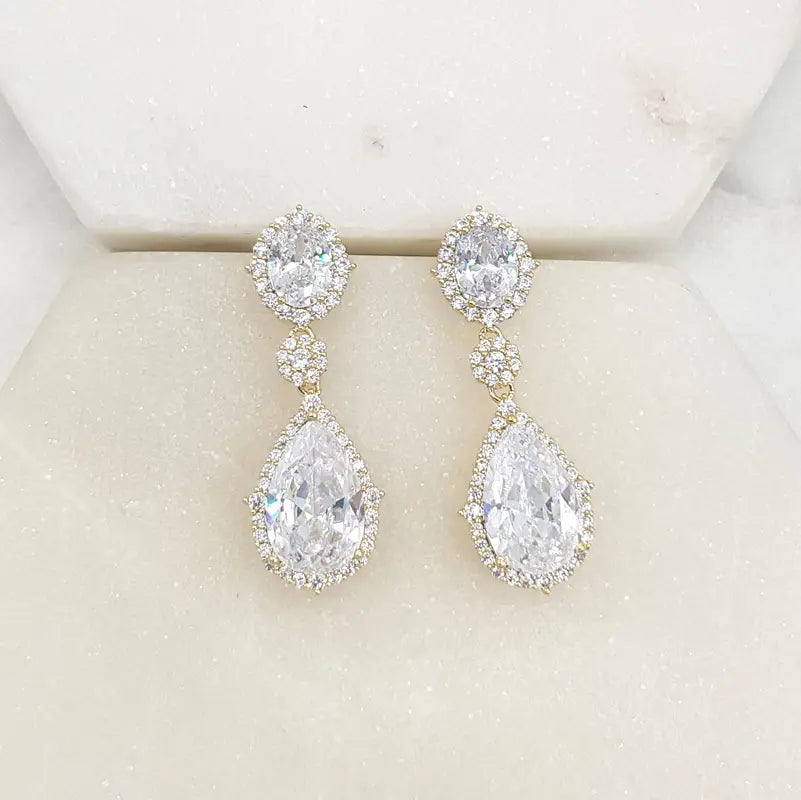 Buy Aria - Art Deco Crystal Bridal Drop Earrings online | The White Collection Australia