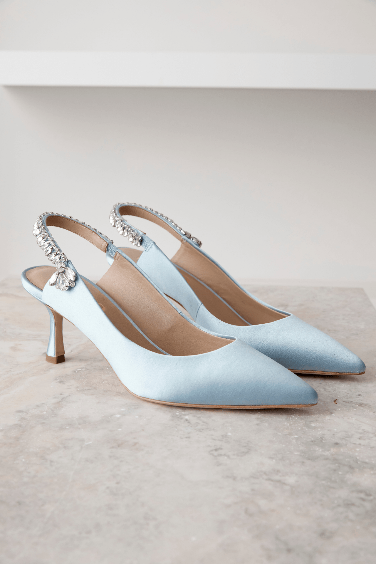 Buy Nina Azure - Blue Crystal Embellished Sling Back Low Bridal Pump online | The White Collection Australia