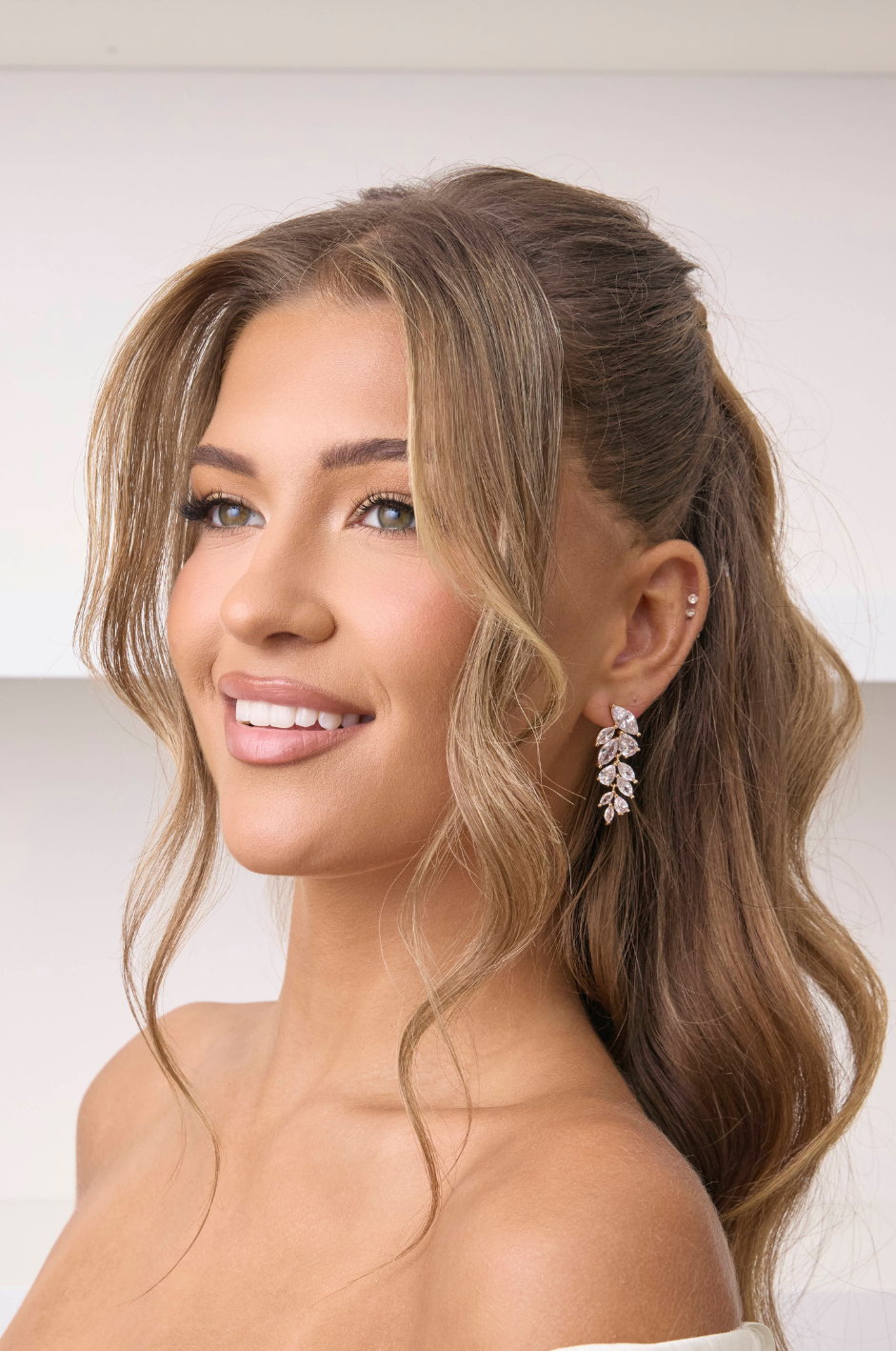 Buy Eva - Crystal Leaf Drop Bridal Earrings online | The White Collection Australia
