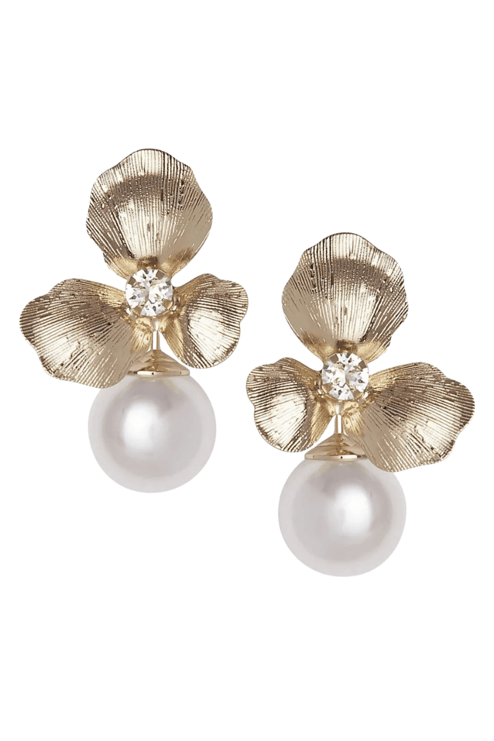 Elizabeth Bower - Royal Orchid Pearl Stud Earrings - Gold – The
