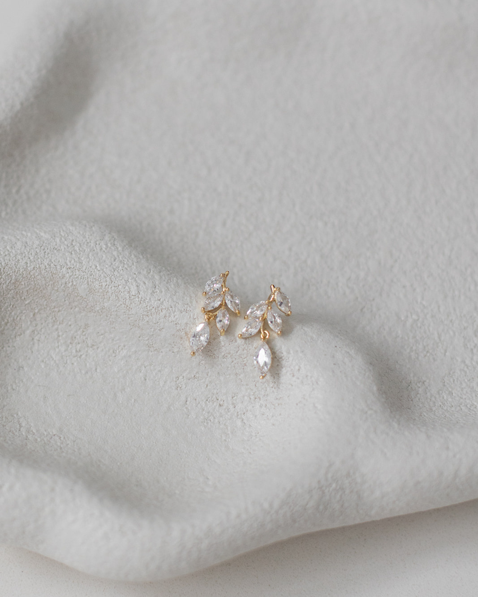 Buy Eve - Crystal Dainty Leaf Drop Bridal Earrings online | The White Collection Australia
