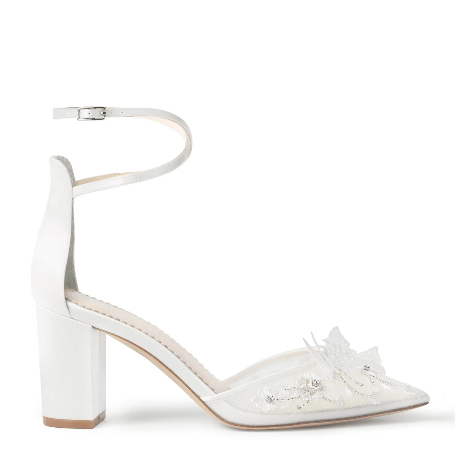Eliza - Butterfly Block Heels - Ivory