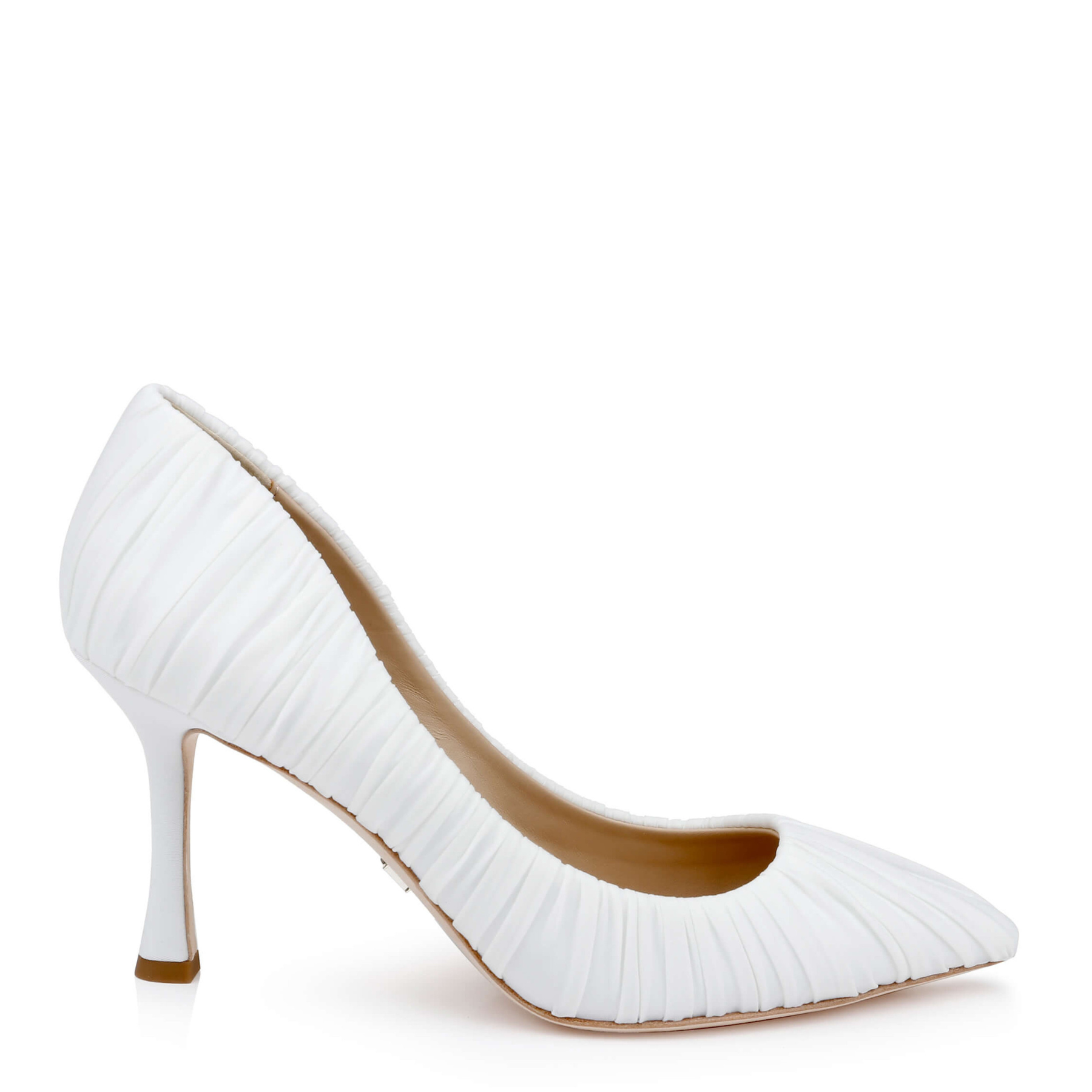 Veronika - Ruched Pointed Toe Pumps - Soft White