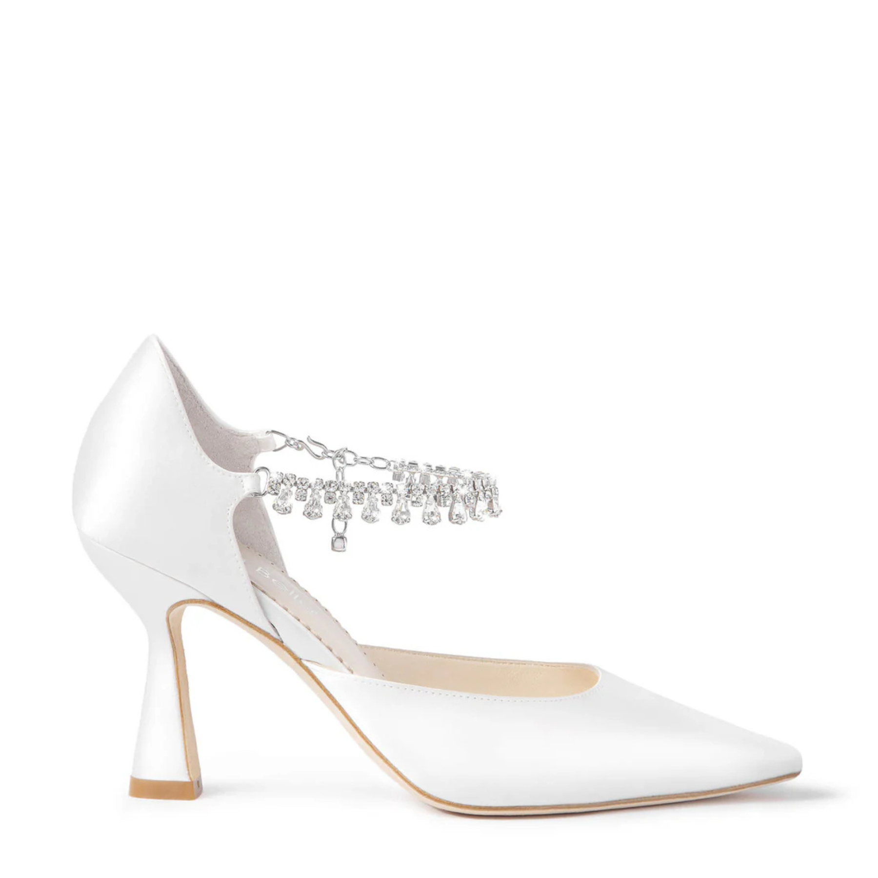 Regina - Silk Bridal Pumps with Crystal Ankle Strap - Ivory