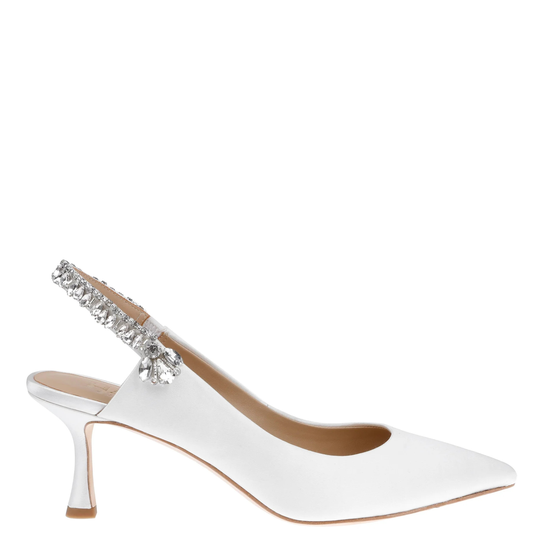 Nina - White Crystal Embellished Sling Back Low Bridal Pump