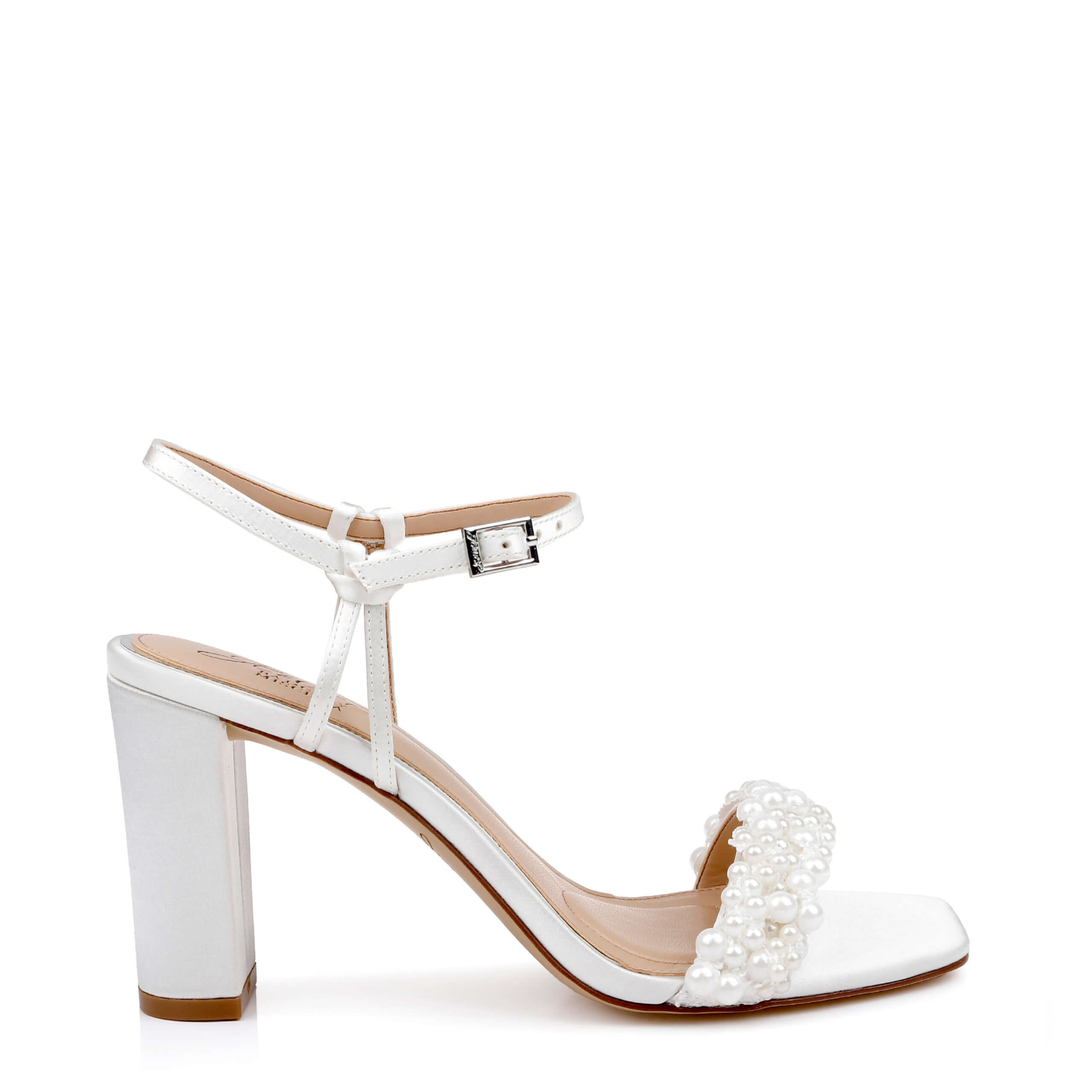 Peoria - Ankle Strap Pearl High Heels - Ivory