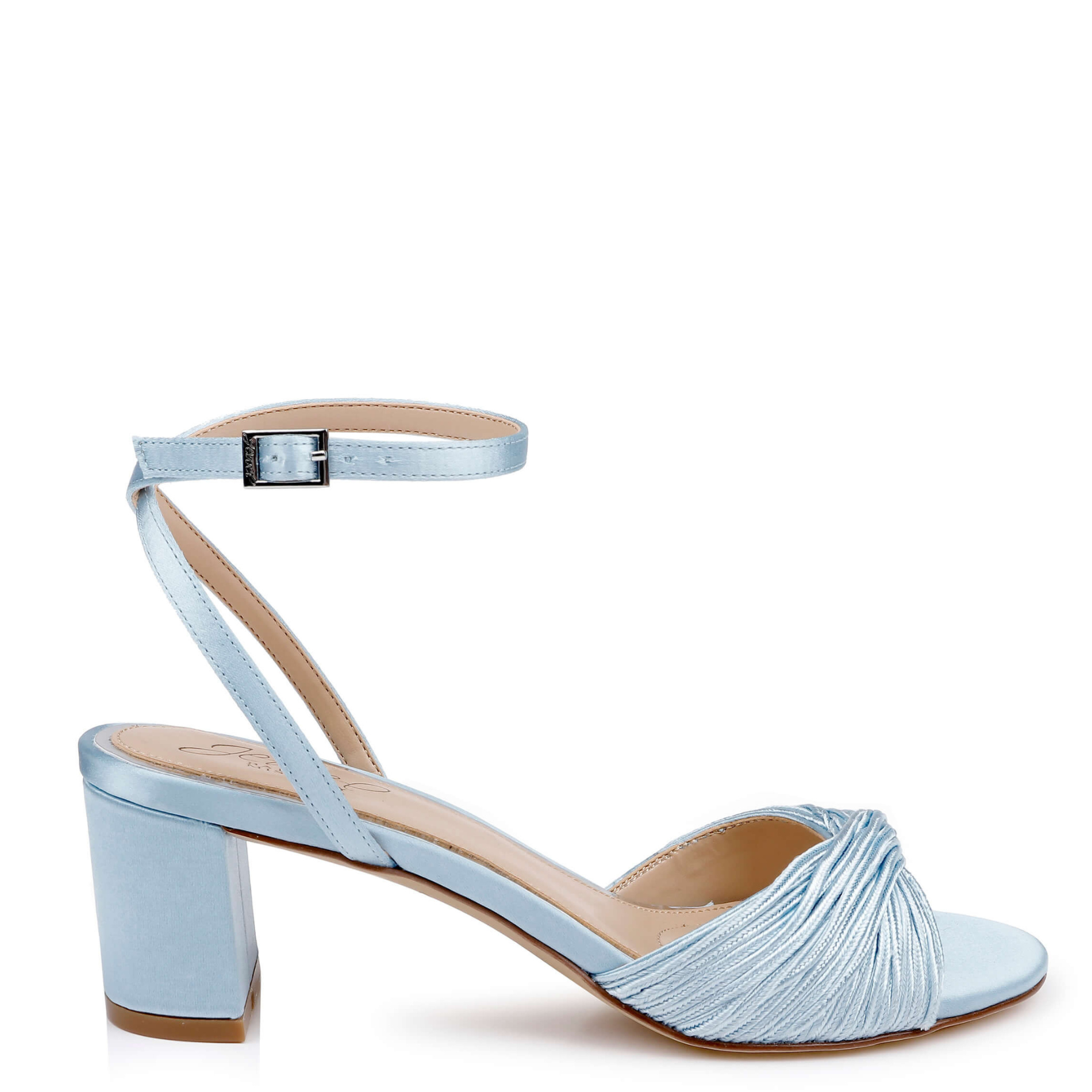 Pretty - Open Toe Strappy Low Block Heel - Sky Blue