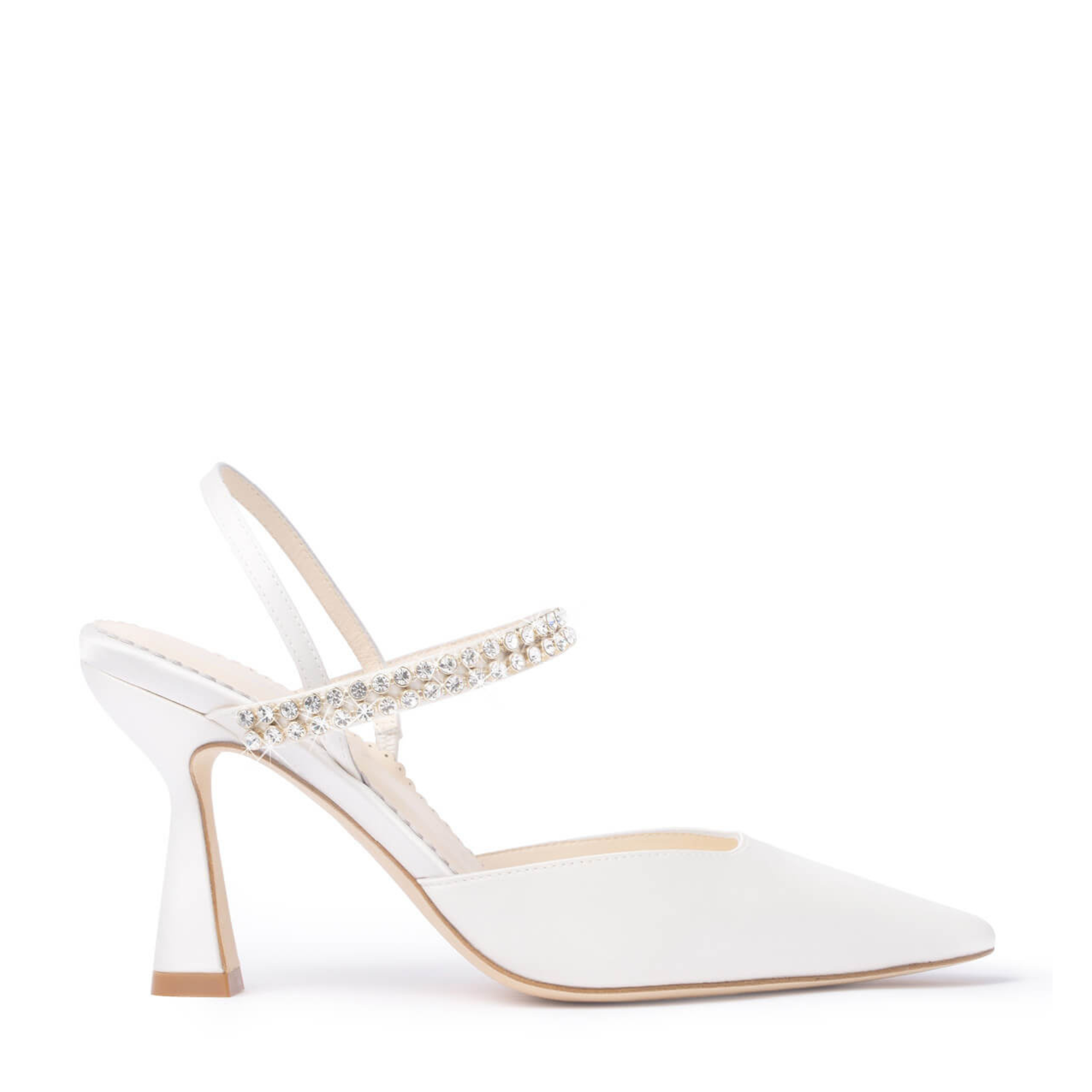 Buy Campbell - Crystal Strap Spool Heel Slingbacks - Ivory online | The White Collection Australia