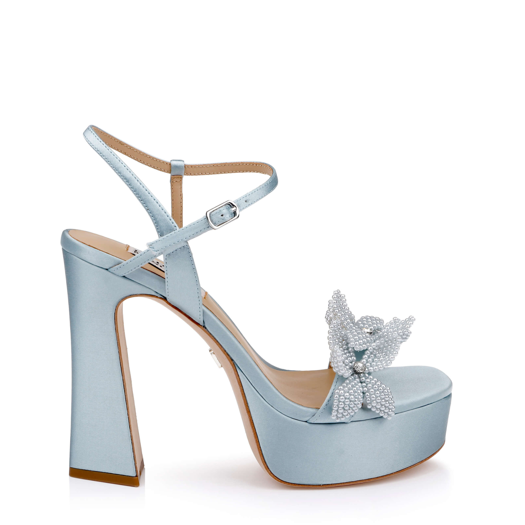 Wicket - Flower Embellished Platform Sandal - Mist Blue