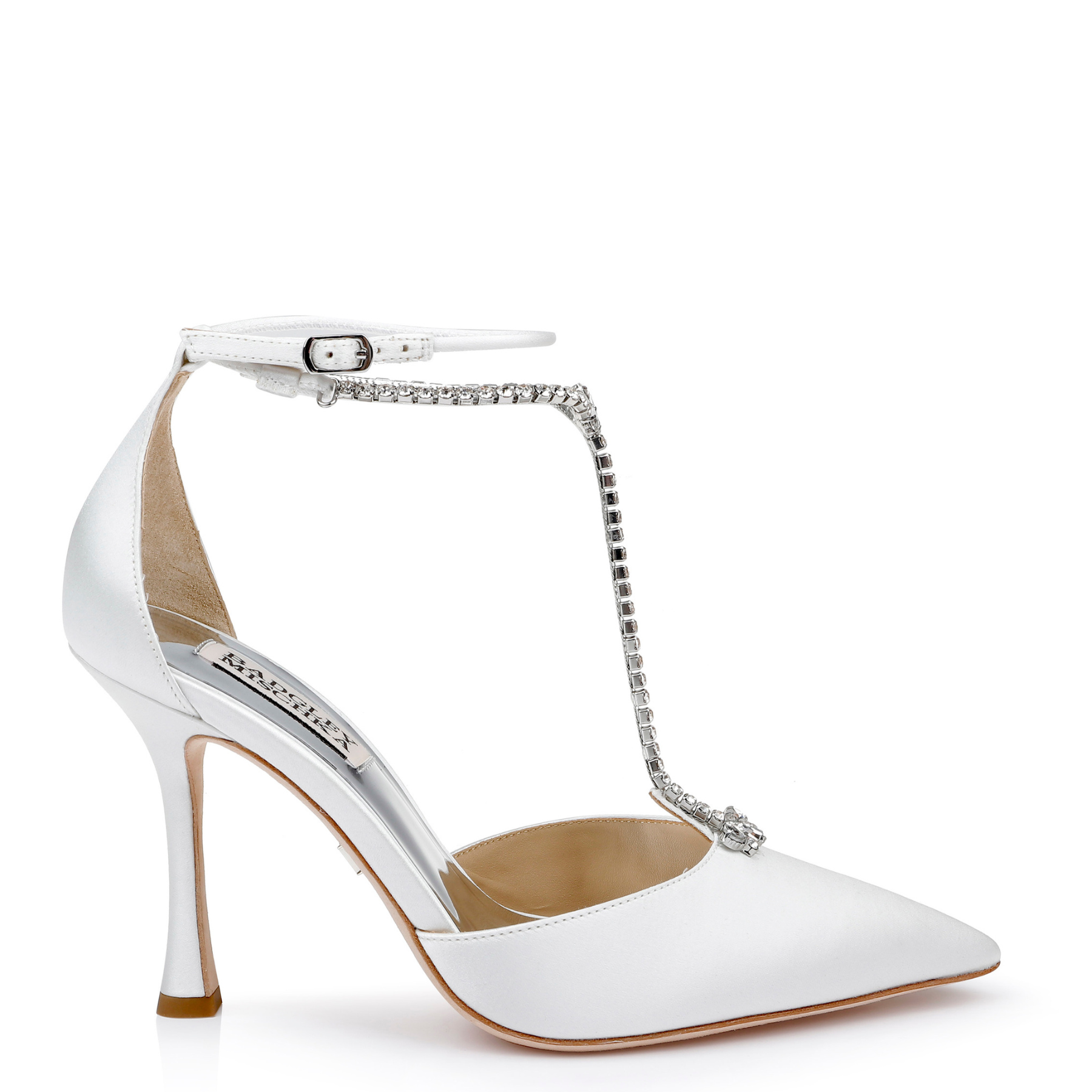 Buy Zayna - Crystal-Embellished T-Strap Stiletto Bridal Heels - Soft White online | The White Collection Australia