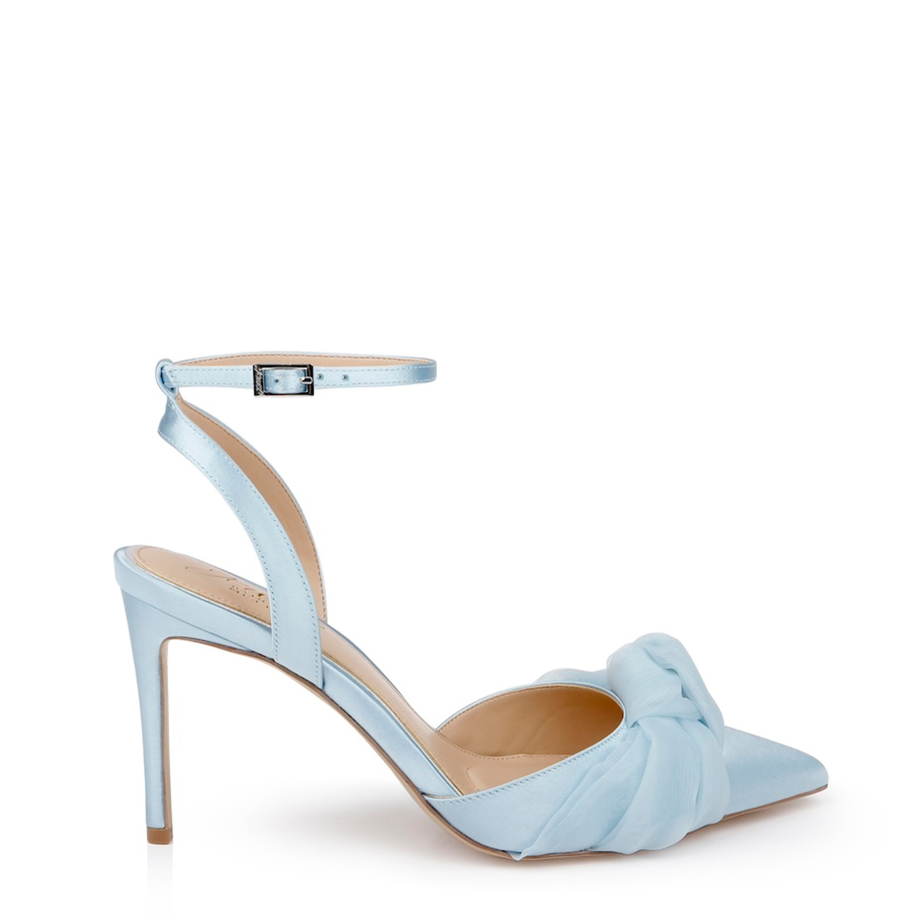 Federica - Pointed Toe Ankle Strap Pumps - Sky Blue