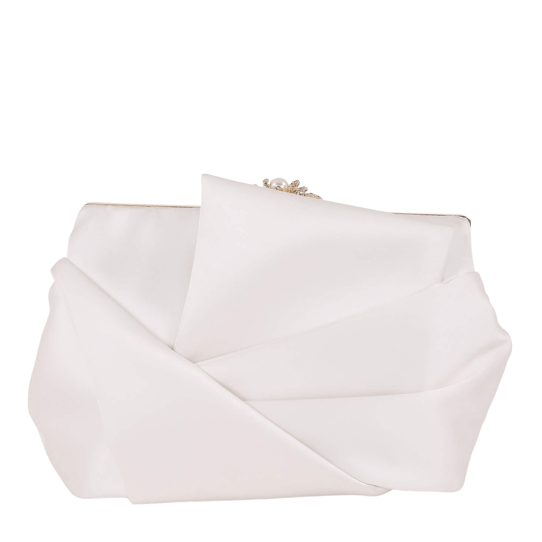 Buy Caroline - Satin Origami Pouch Clutch - Soft White online | The White Collection Australia