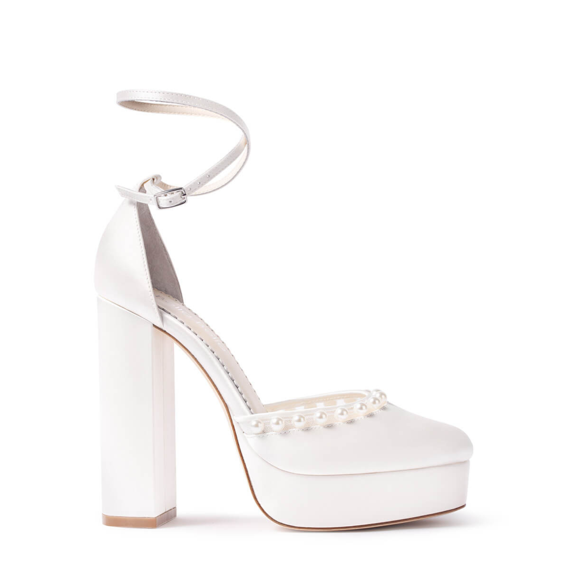 Sabrina - 5 inch Pearl Block Heel Wedding Shoes - Ivory