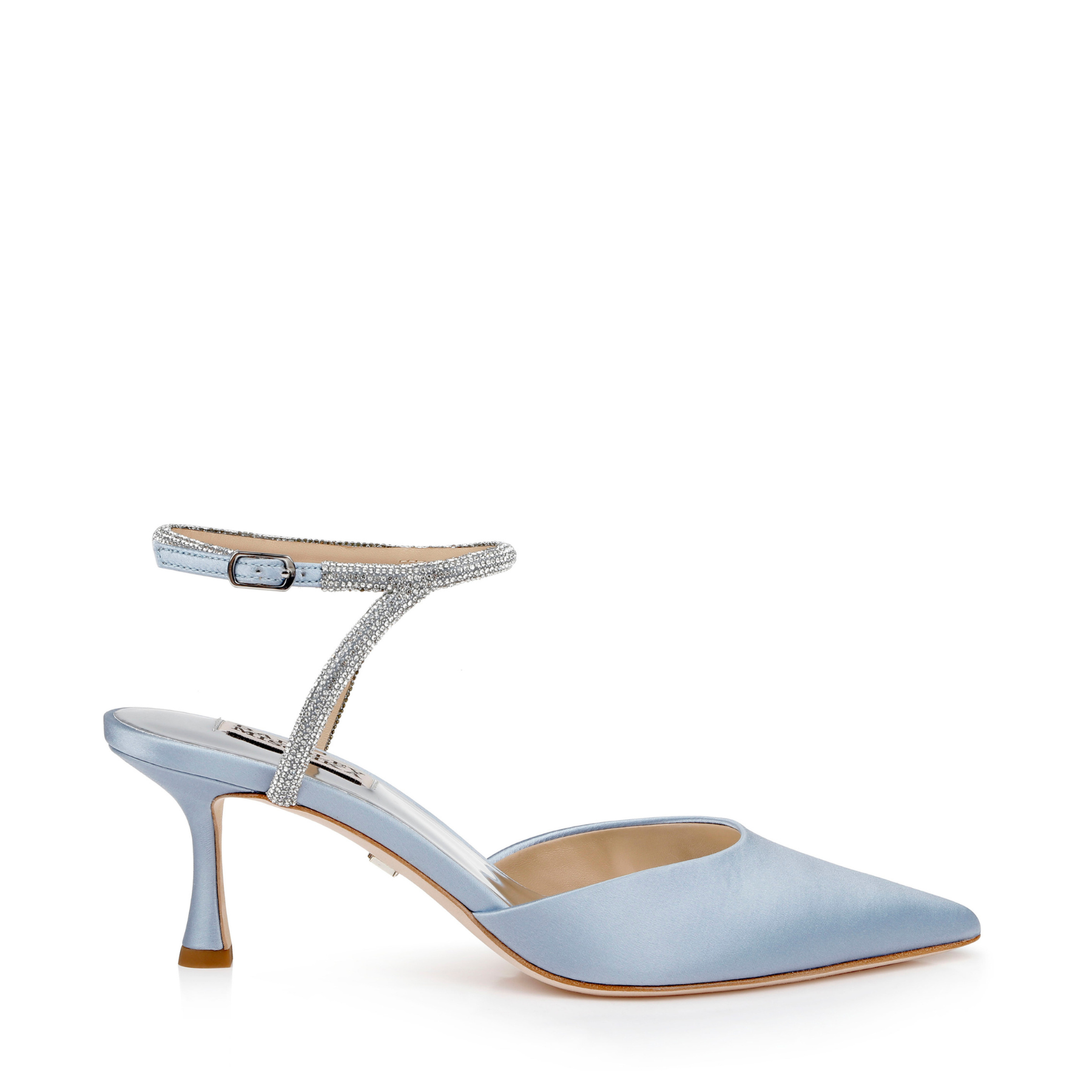 Buy Autumn - Crystal Ankle Strap Kitten Heel Pumps - Azure Blue online | The White Collection Australia
