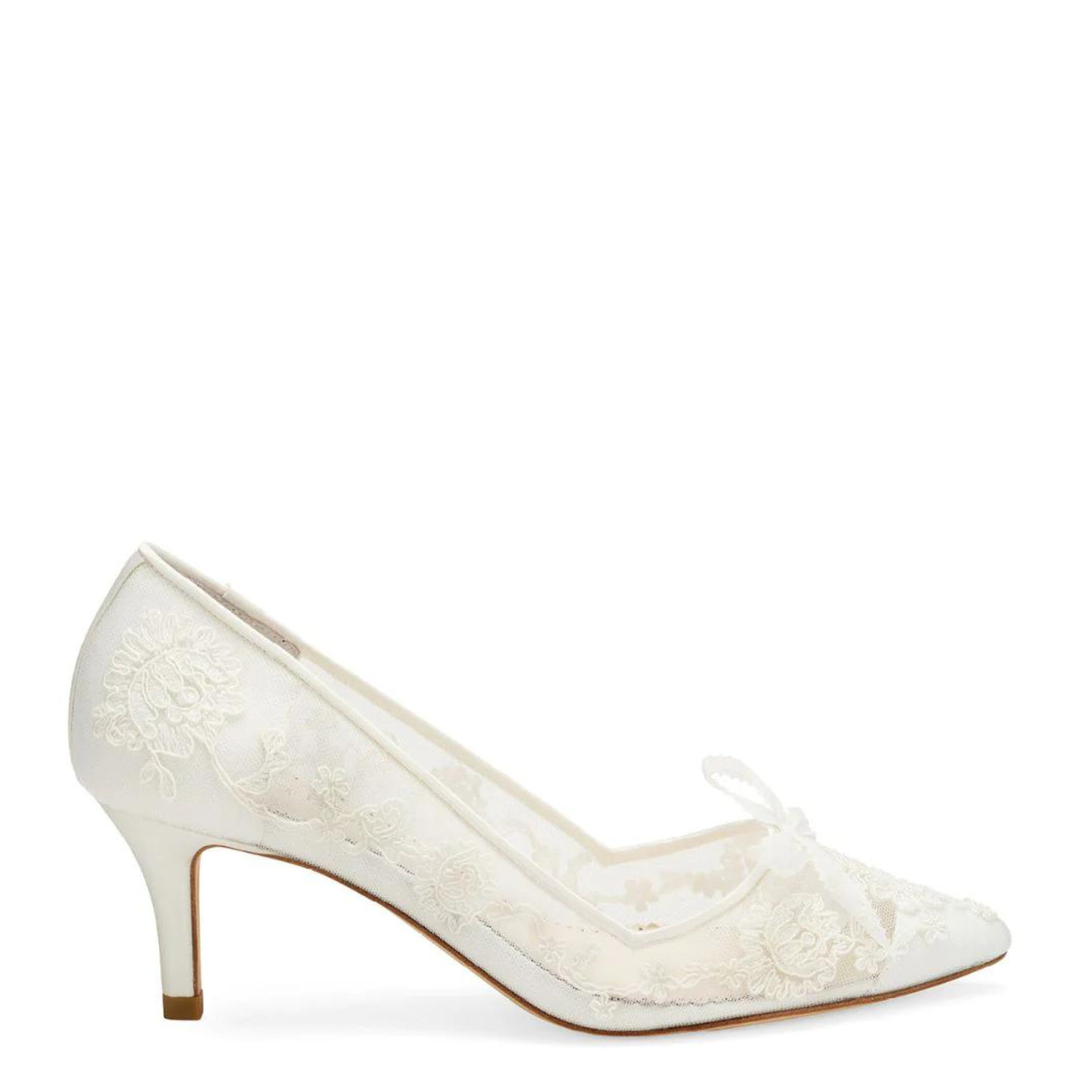 Buy Monica - Lace Embroidered Ivory Bridal Kitten Heels online | The White Collection Australia
