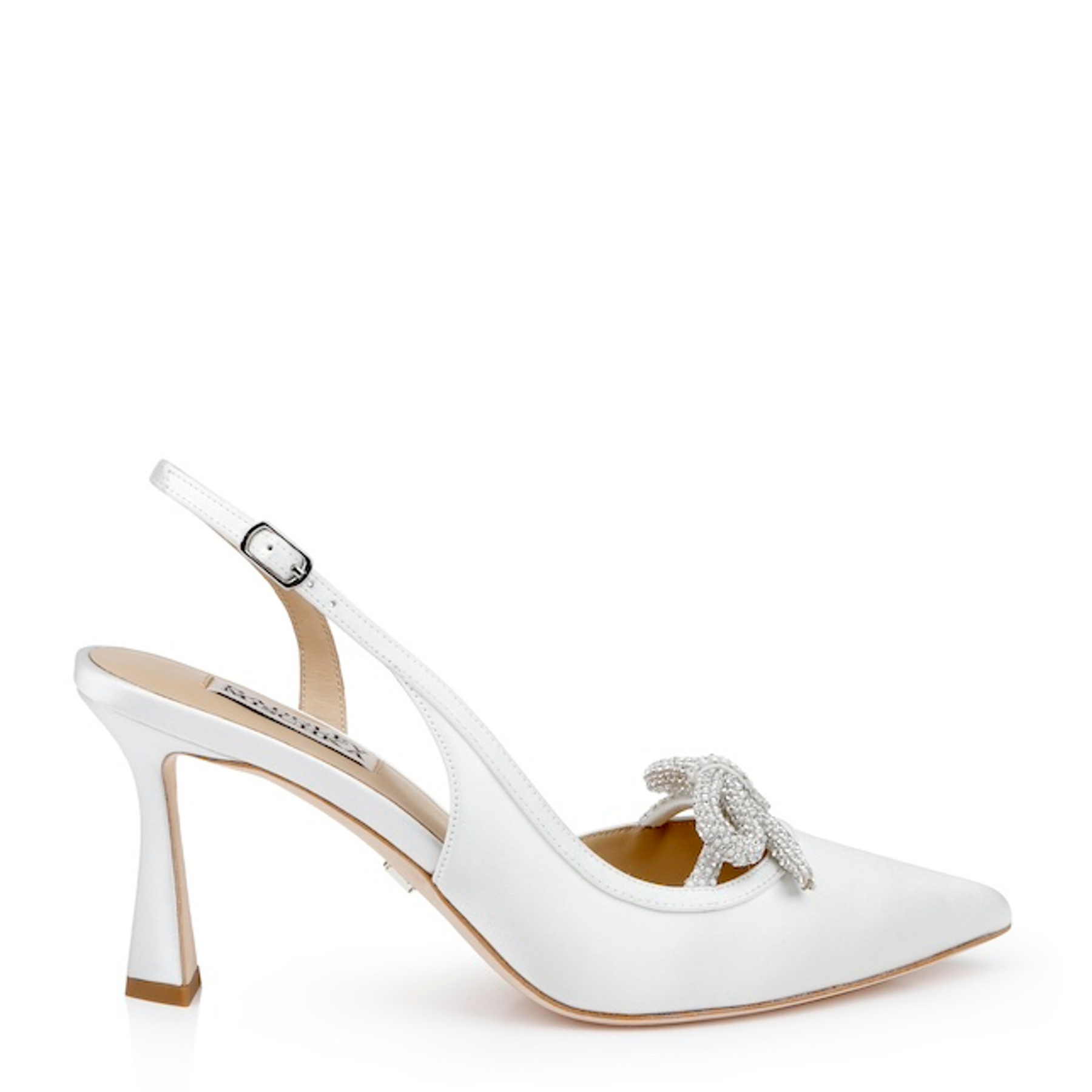 Georgie - Pointed Toe Slingback Pumps With Bow - Soft White