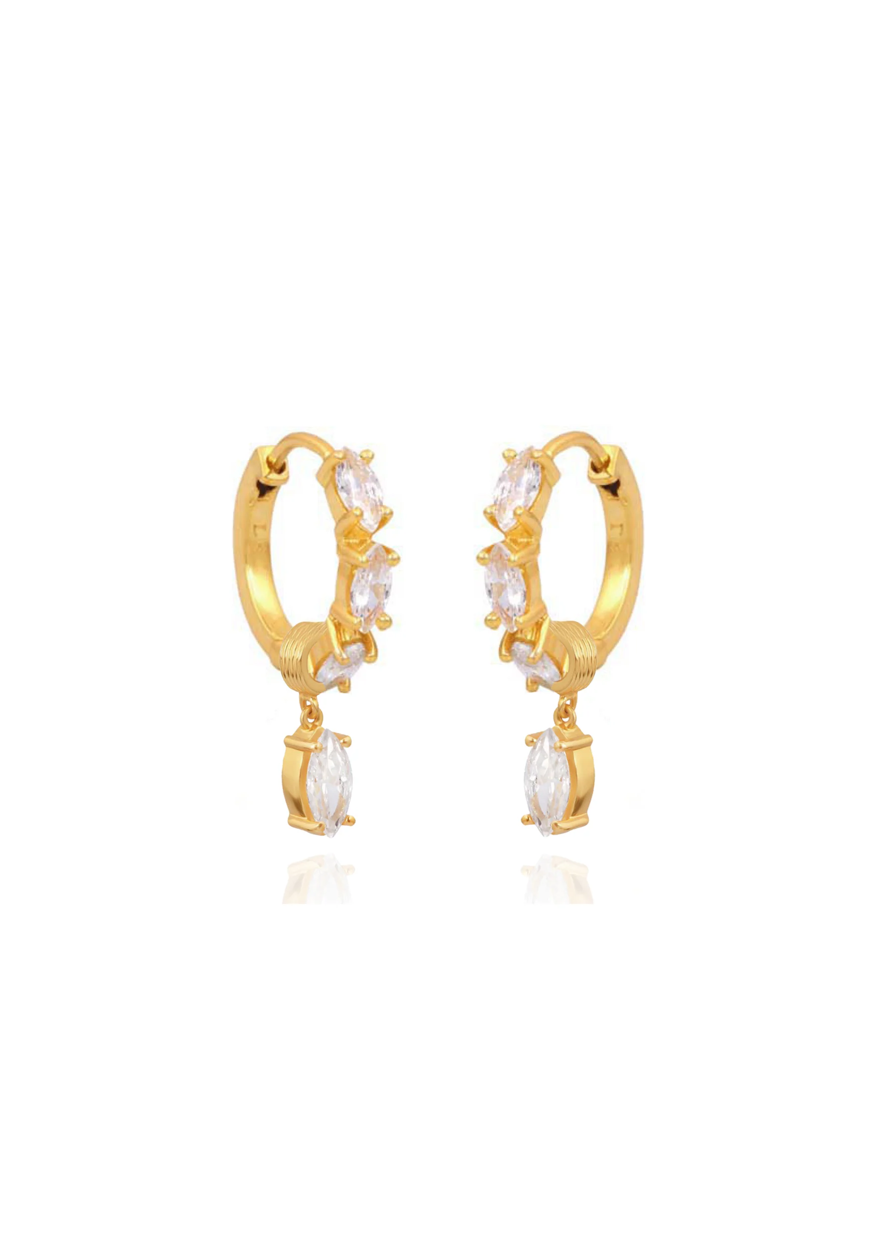Lola Knight - Bowie Crystal - Huggie Cubic Zirconia Crystal Charm Earrings - 18ct Gold