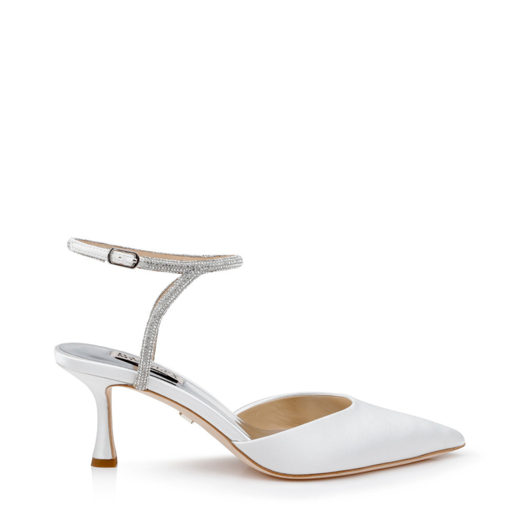 Buy Autumn - Crystal Ankle Strap Kitten Heel Pumps - White online | The White Collection Australia