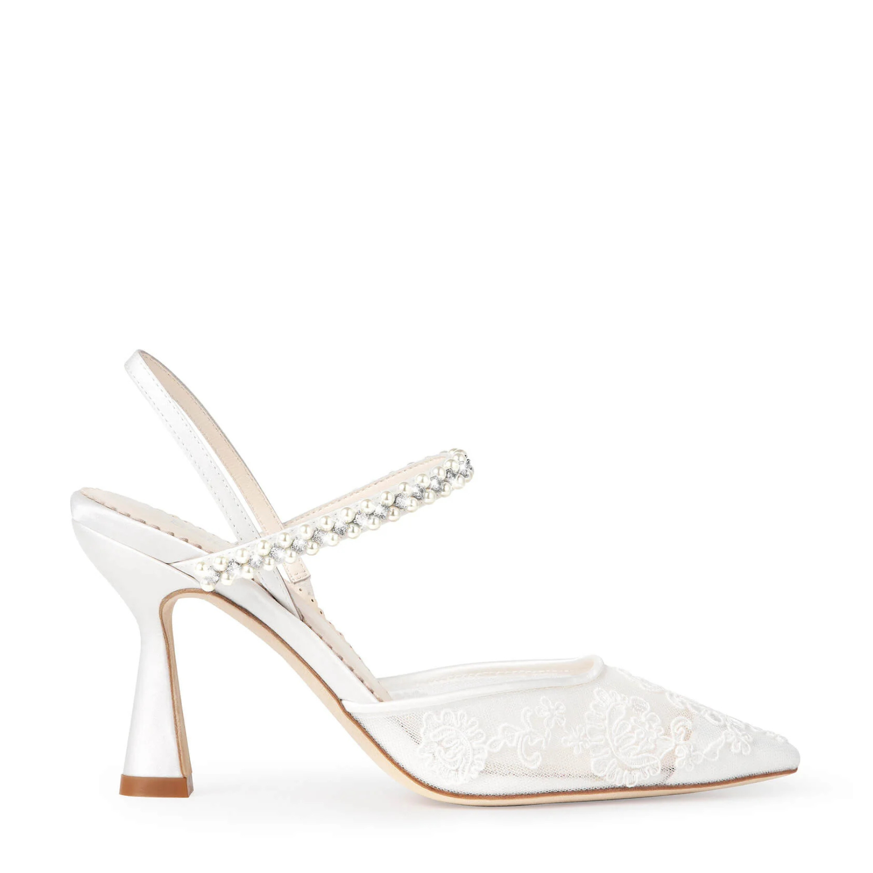 Daniela - Lace Slingback Bridal Heels - Ivory