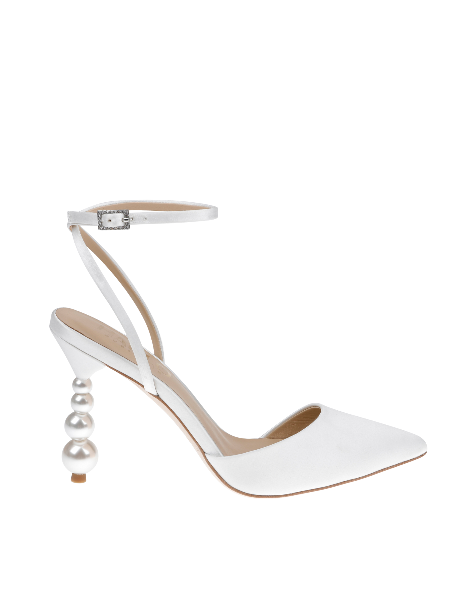 Frances - Pearl Heel Stiletto with Pointed Toe - Soft White
