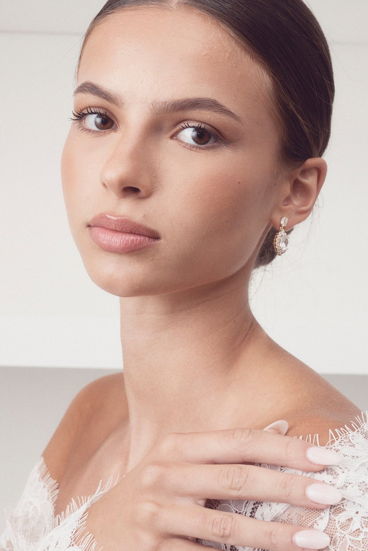 Buy Anna - Classic Oval Drop Crystal Bridal Earrings online | The White Collection Australia