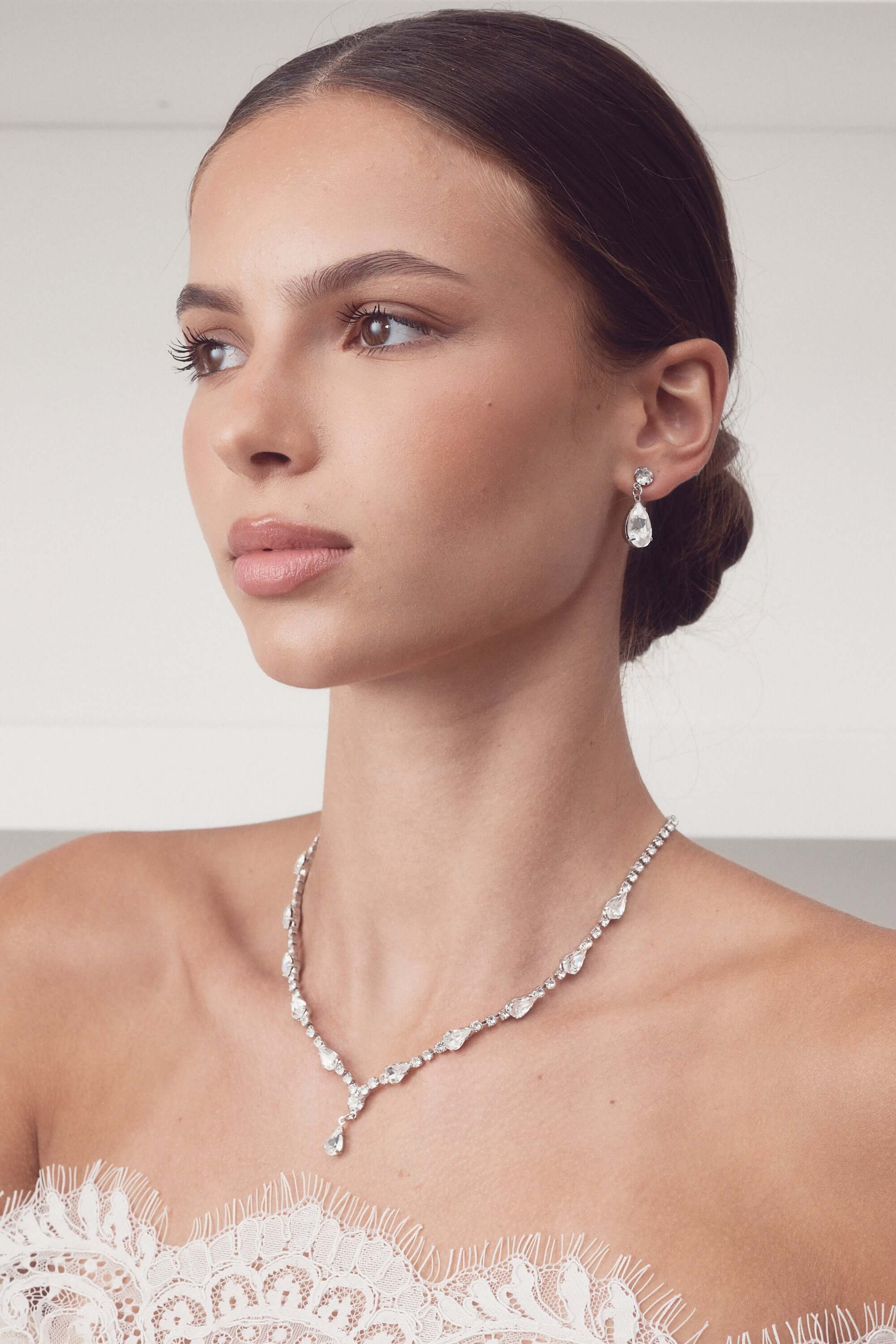 Buy Natasha - Classic Teardrop Crystal Bridal Necklace online | The White Collection Australia