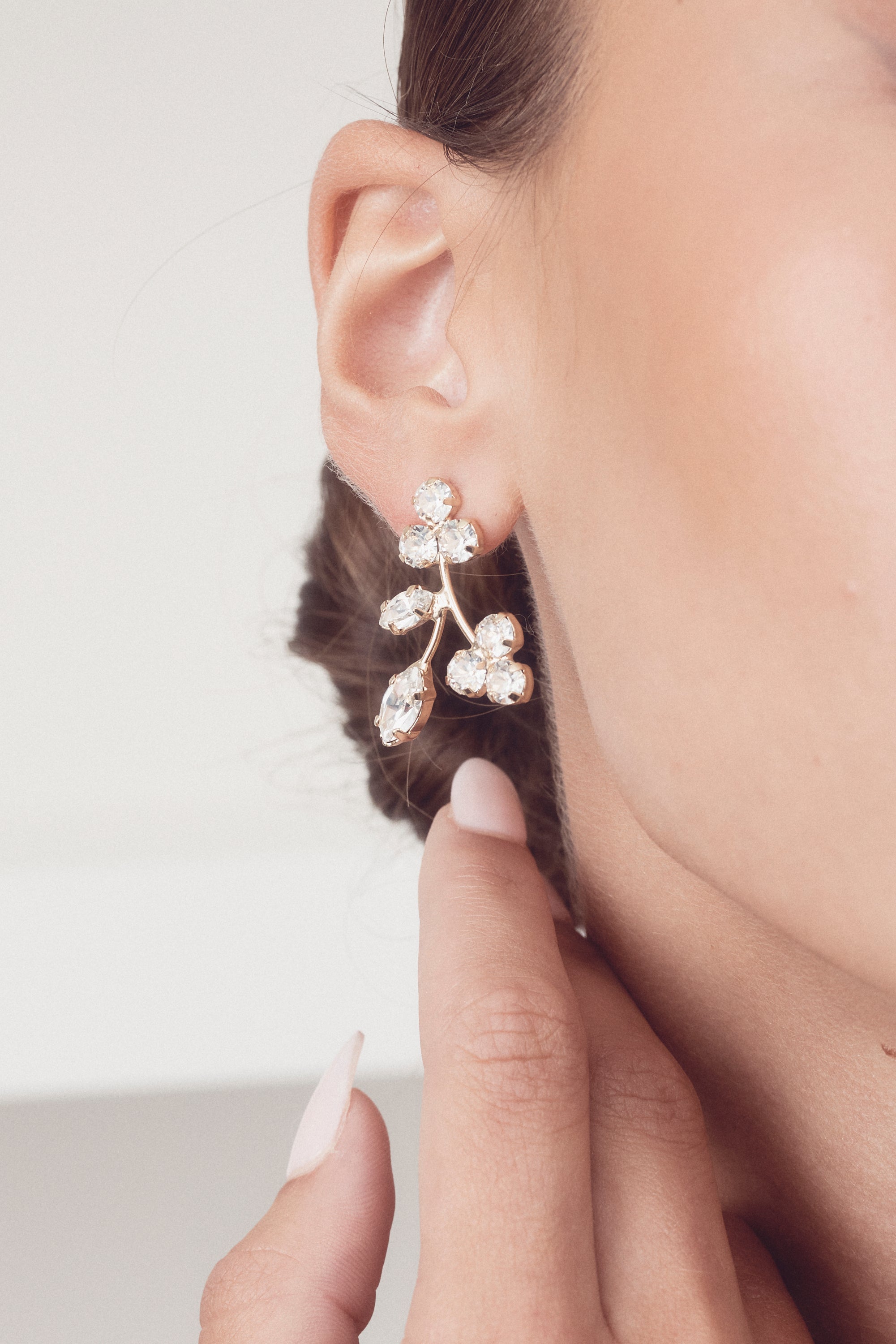 Buy Elizabeth Bower - Triplet Mini Crystal Stud - Gold online | The White Collection Australia