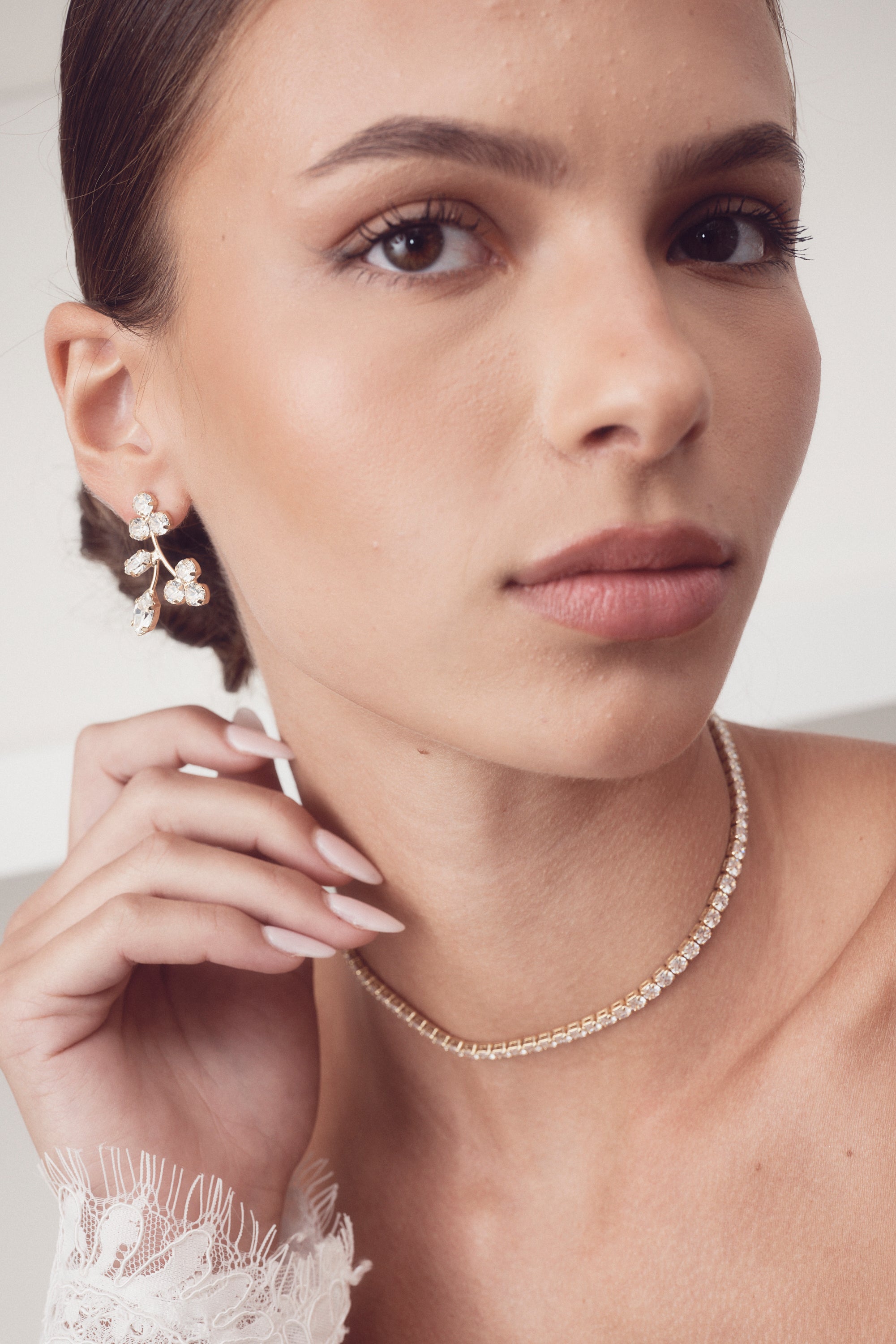 Buy Elizabeth Bower - Triplet Mini Crystal Stud - Gold online | The White Collection Australia