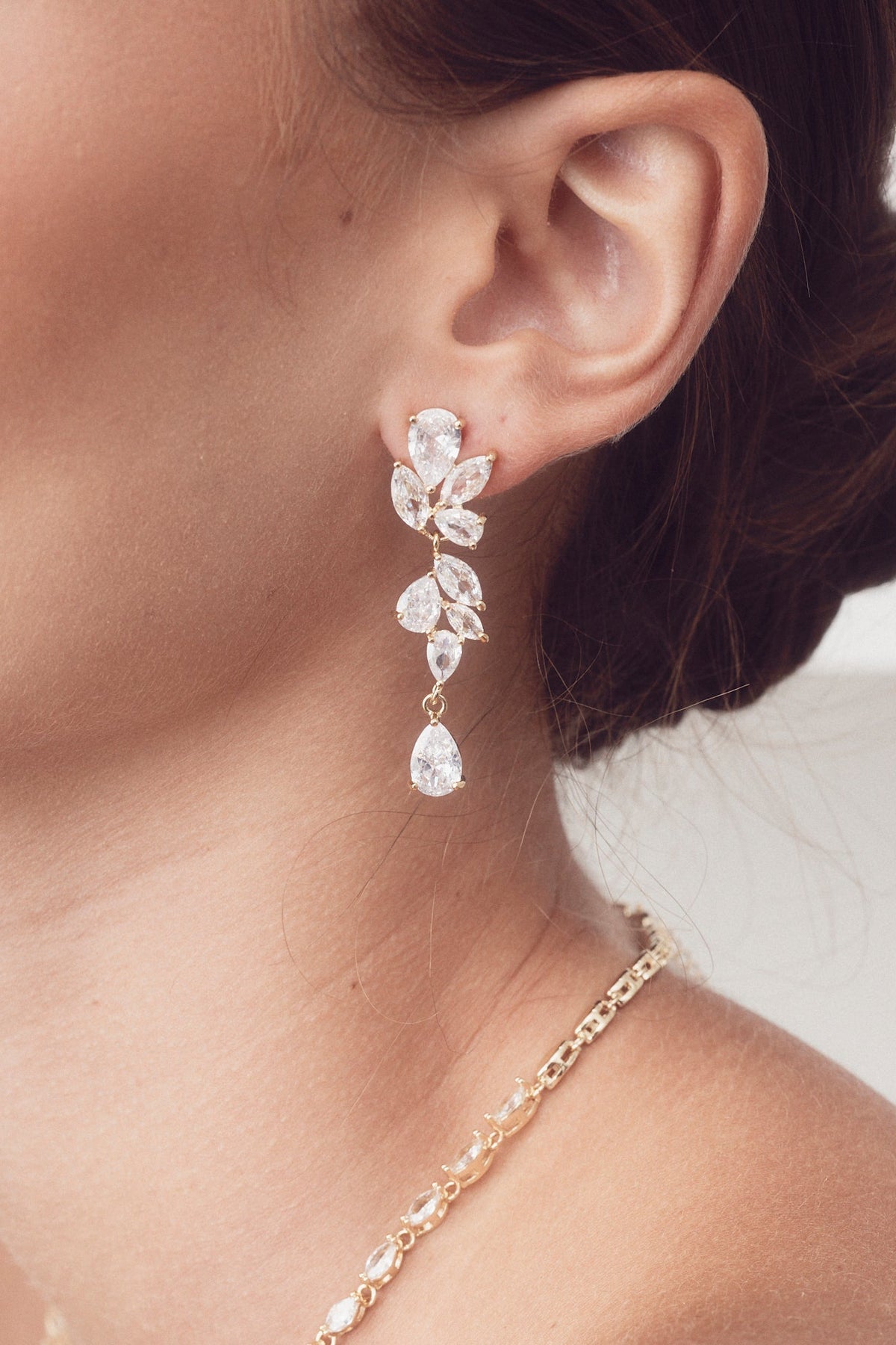 Buy Clara - Crystal Cluster Drop Bridal Earrings online | The White Collection Australia