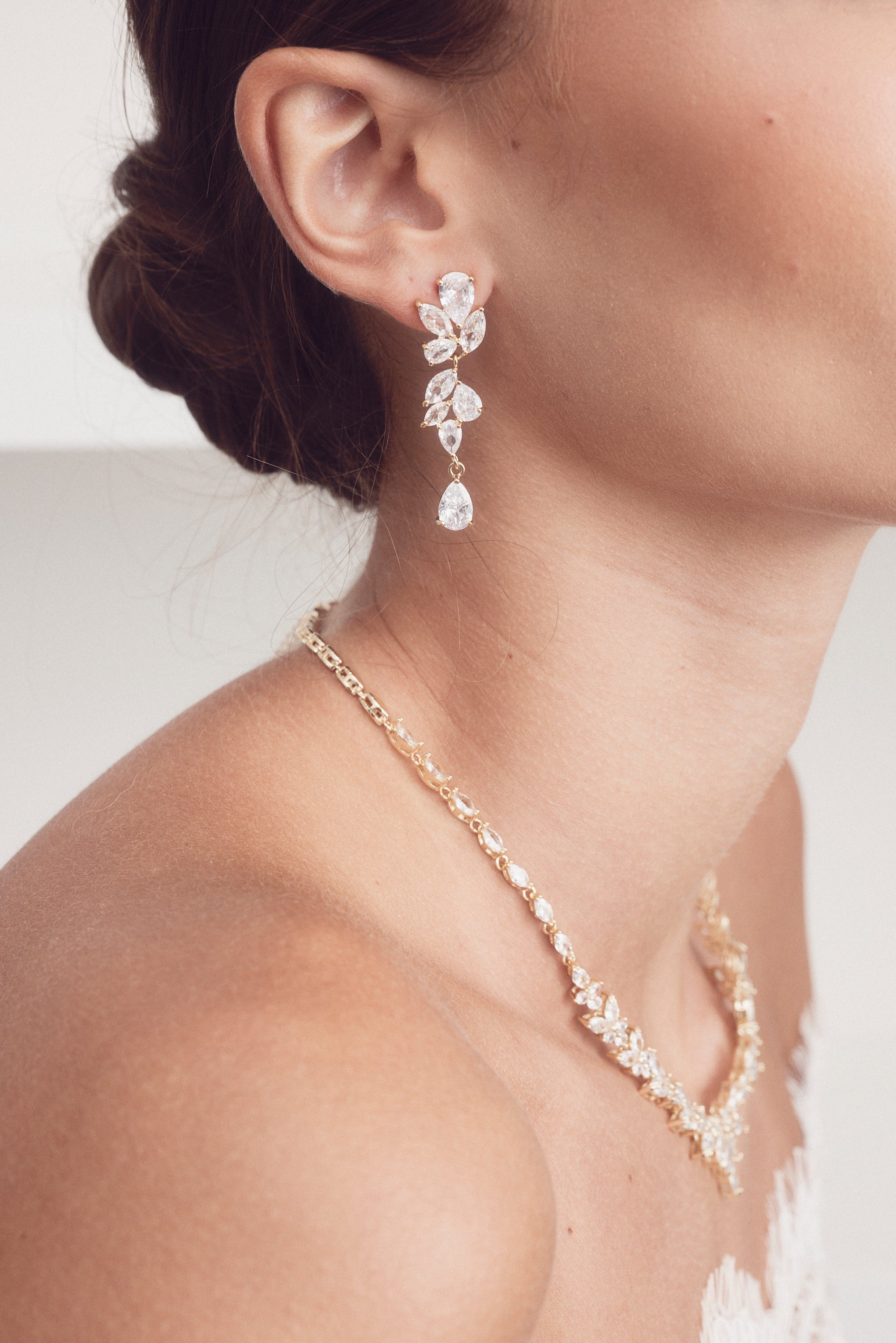 Clara - Crystal Cluster Drop Bridal Earrings