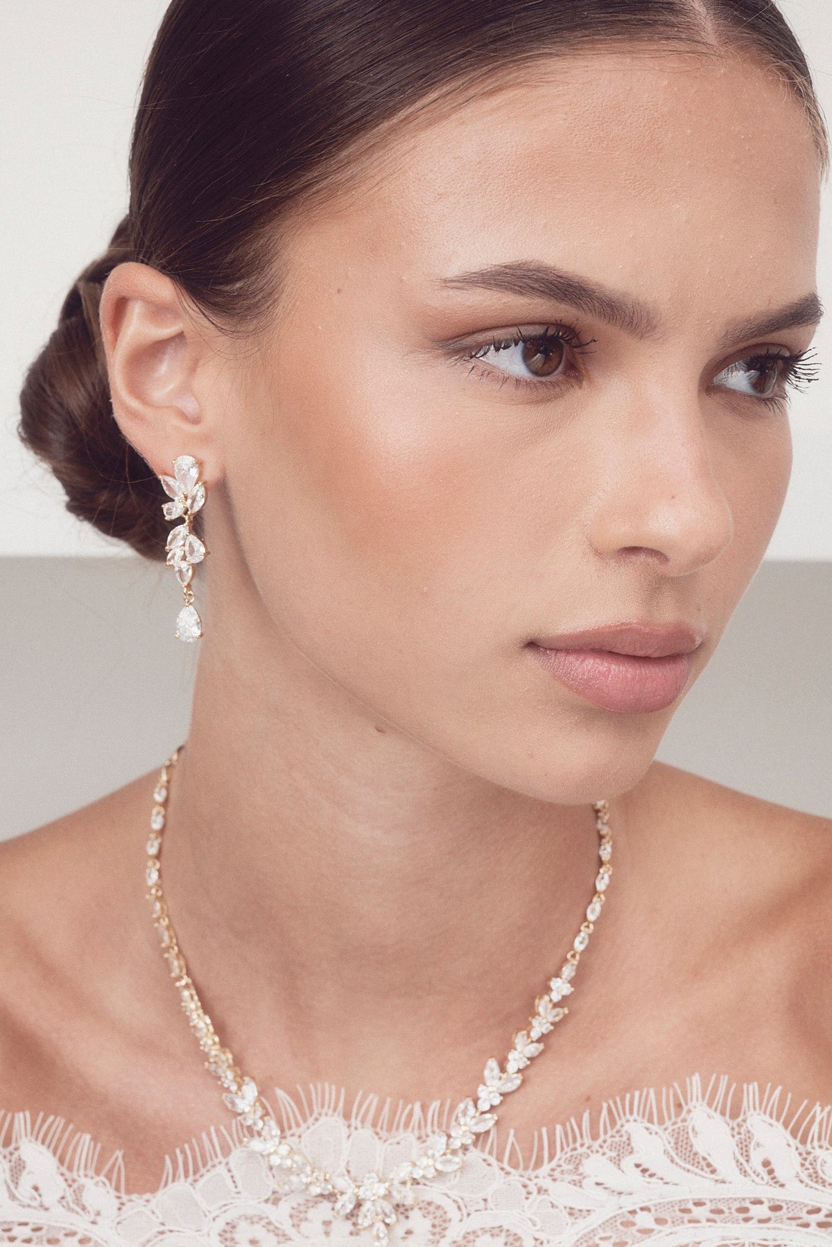 Buy Clara - Crystal Cluster Drop Bridal Earrings online | The White Collection Australia