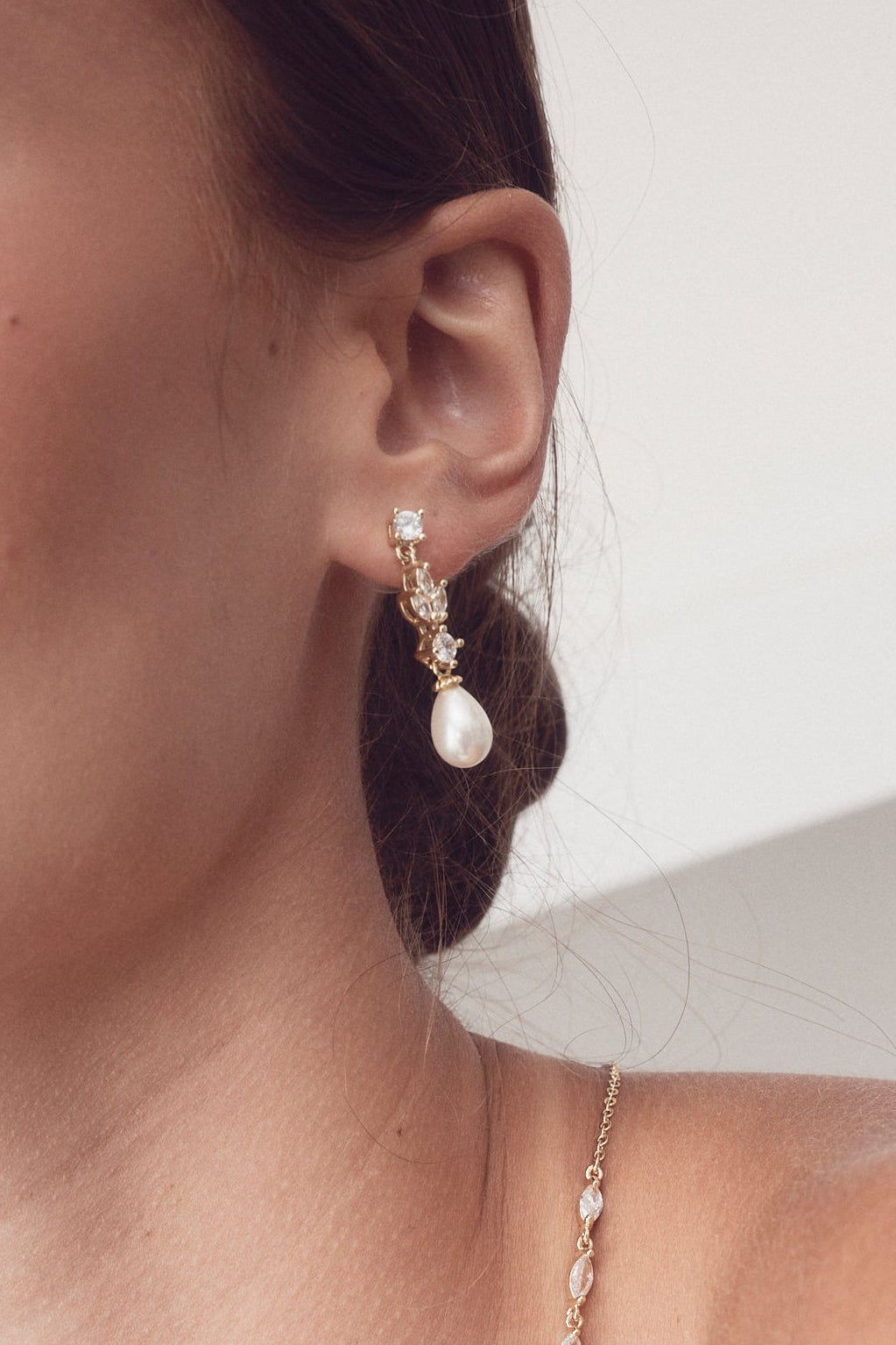 Buy Hazel - Delicate Pearl Drop Bridal Earrings online | The White Collection Australia