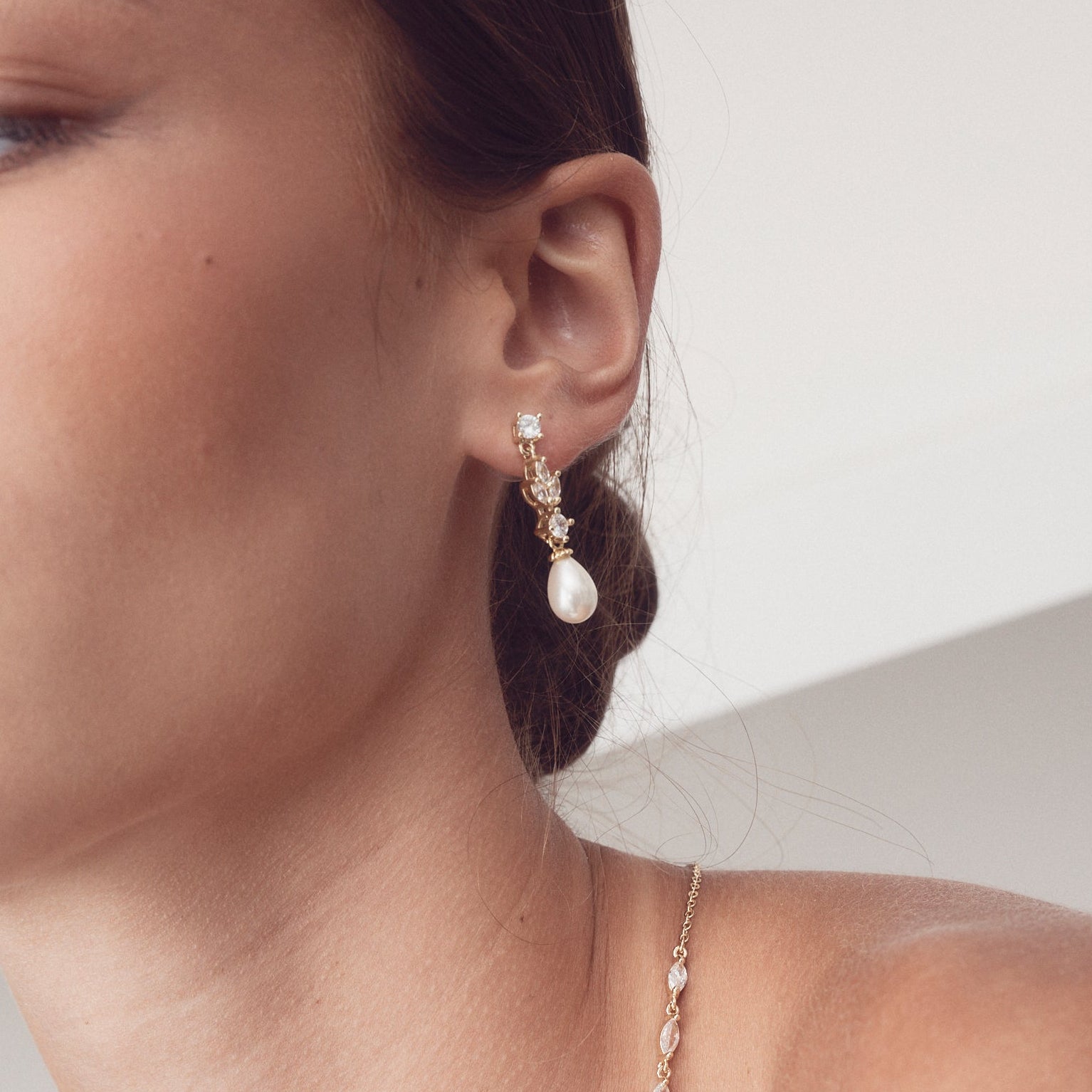 Buy Hazel - Delicate Pearl Drop Bridal Earrings online | The White Collection Australia